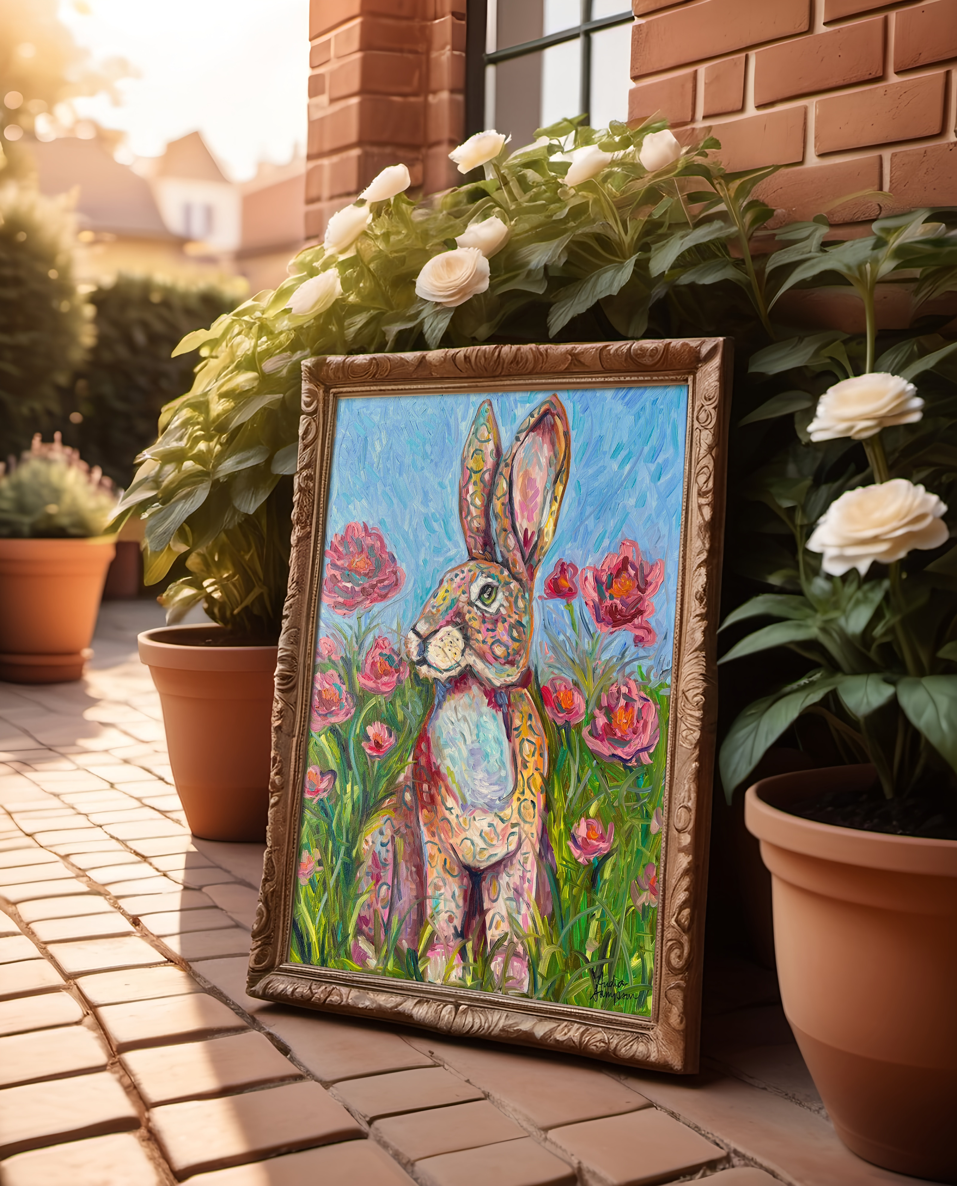 Leopard Bunny Reproduction Print - On Paper or Canvas