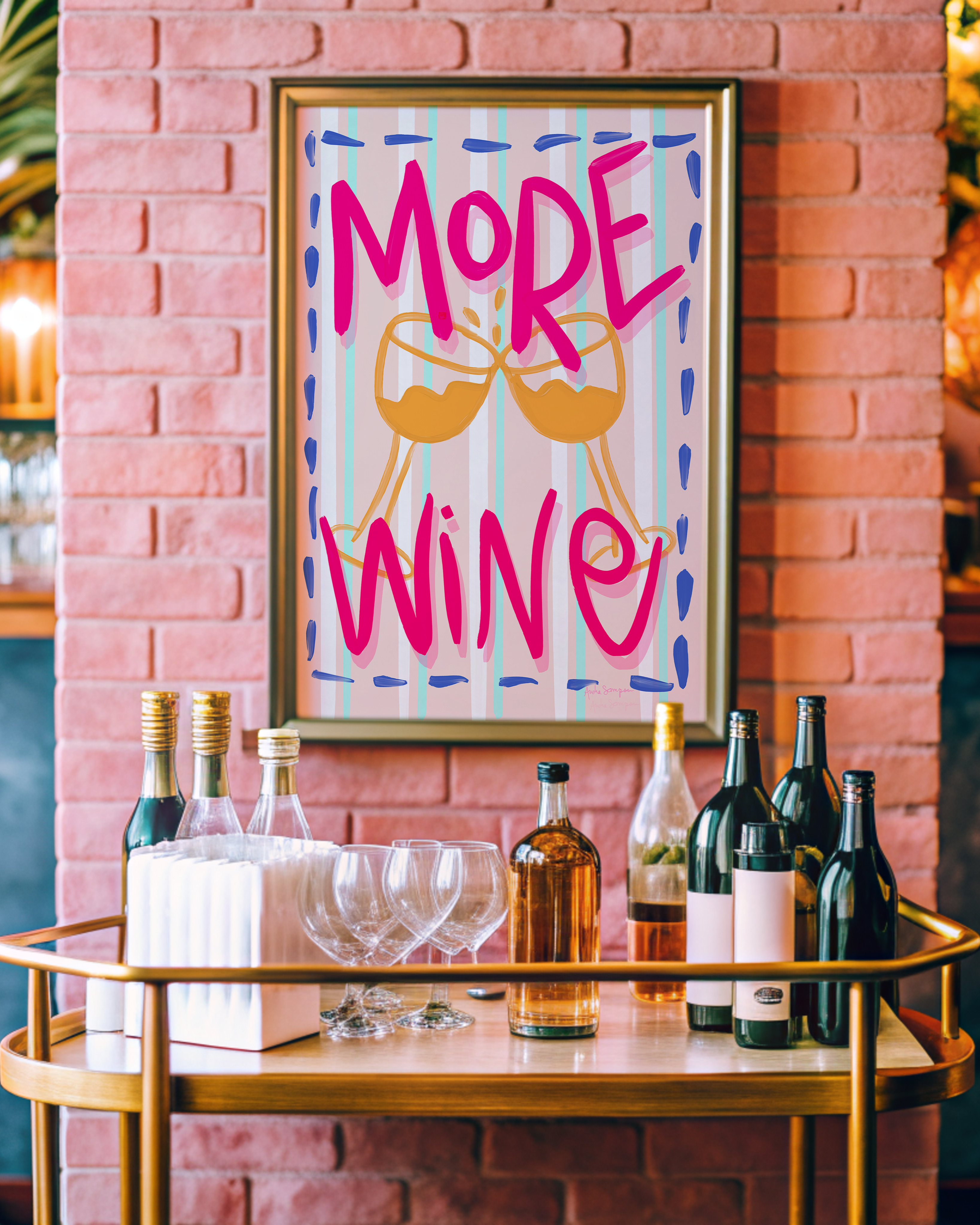 More Wine Wall Art, Typography, Dopamine Decor, Colorful Kitchen Poster, Retro Food Art Prints