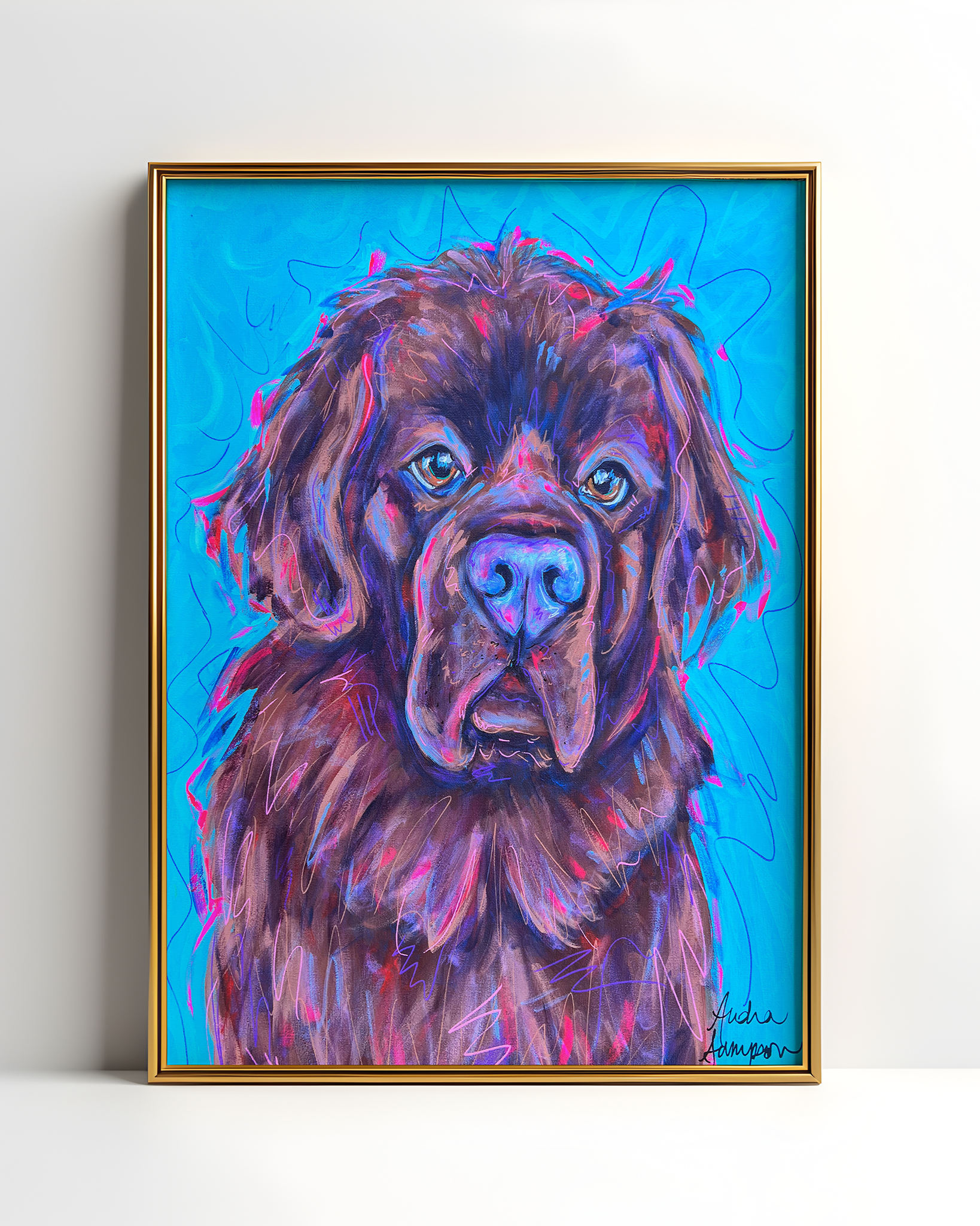 Newfoundland Print on Paper or Canvas - Pet Art, Dog Poster, Colorful Wall Art, Dog Gift, Dopamine Decor