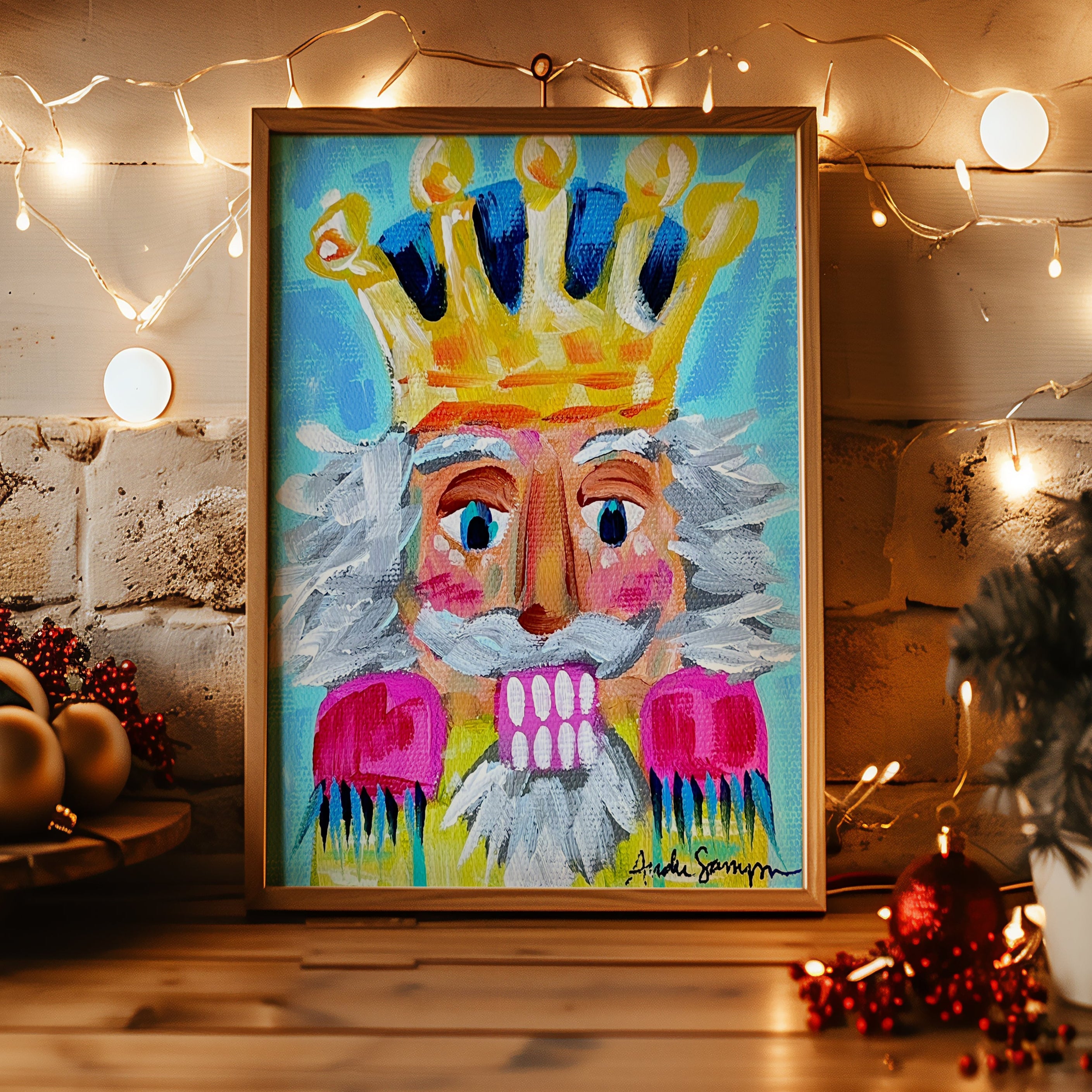 Nutcracker Christmas Reproduction Print - On Paper or Canvas