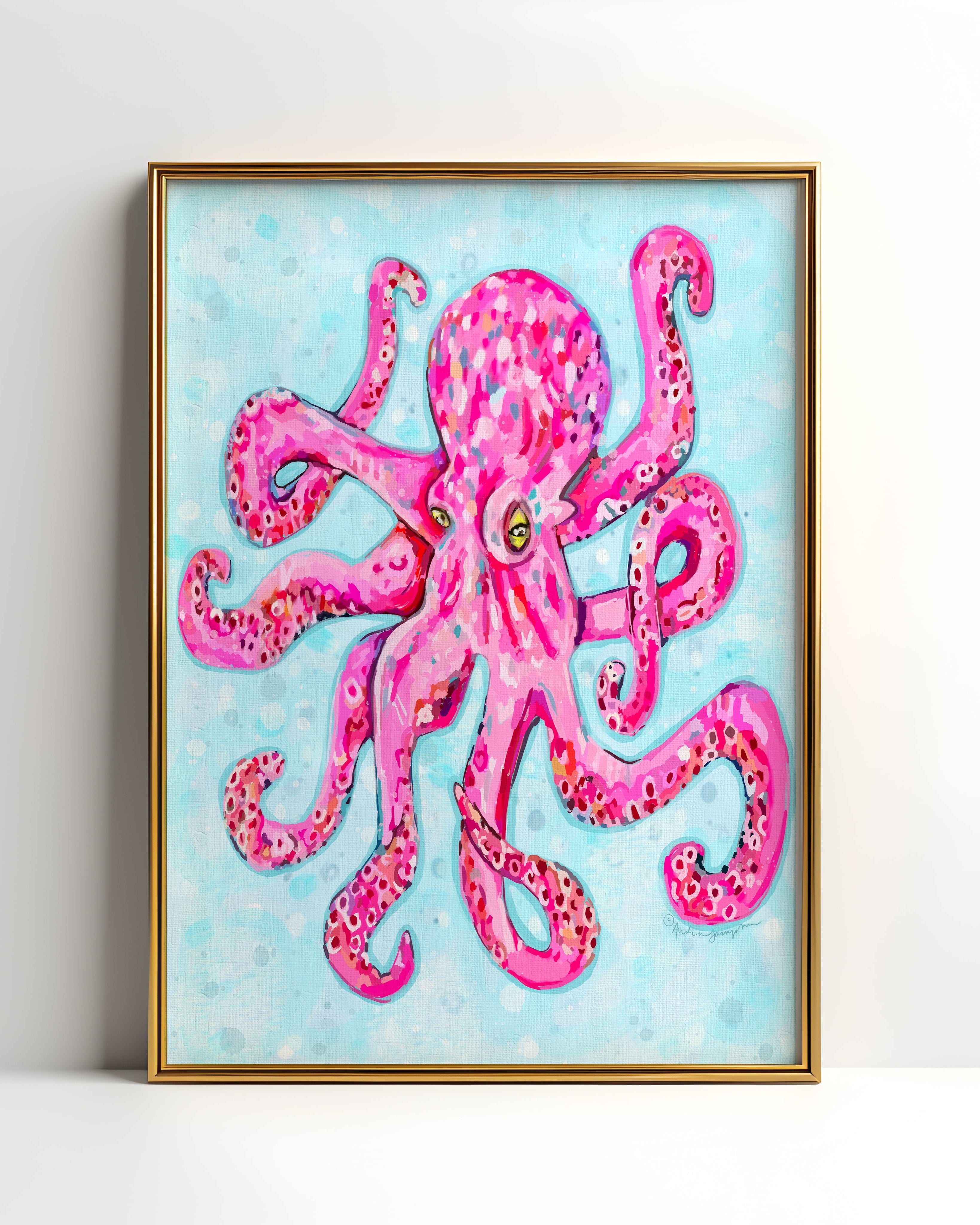 Octopus Art Print on Paper or Canvas - Coastal Wall Art, Nautical Beach Decor, Seafood Kitchen Poster