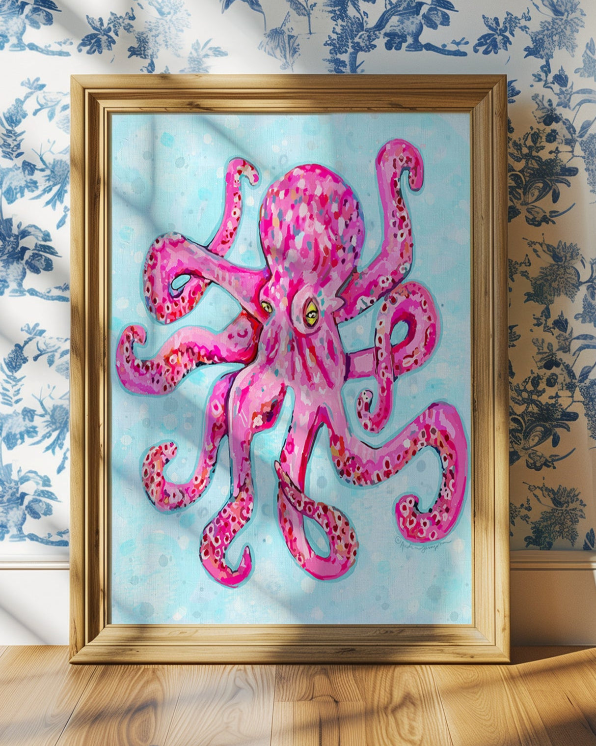 Octopus Art Print on Paper or Canvas - Coastal Wall Art, Nautical Beach Decor, Seafood Kitchen Poster