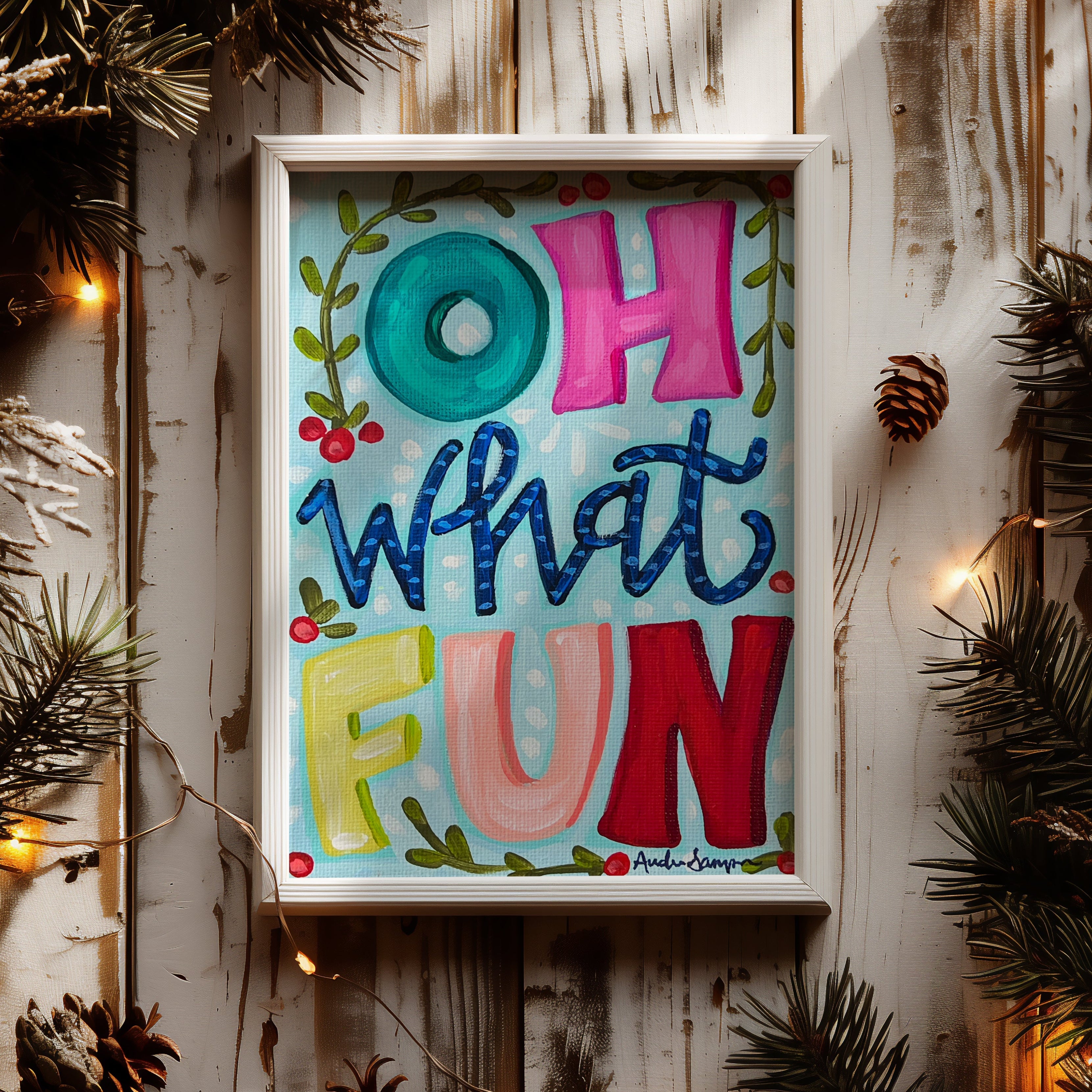 Oh What Fun Christmas Reproduction Print - On Paper or Canvas