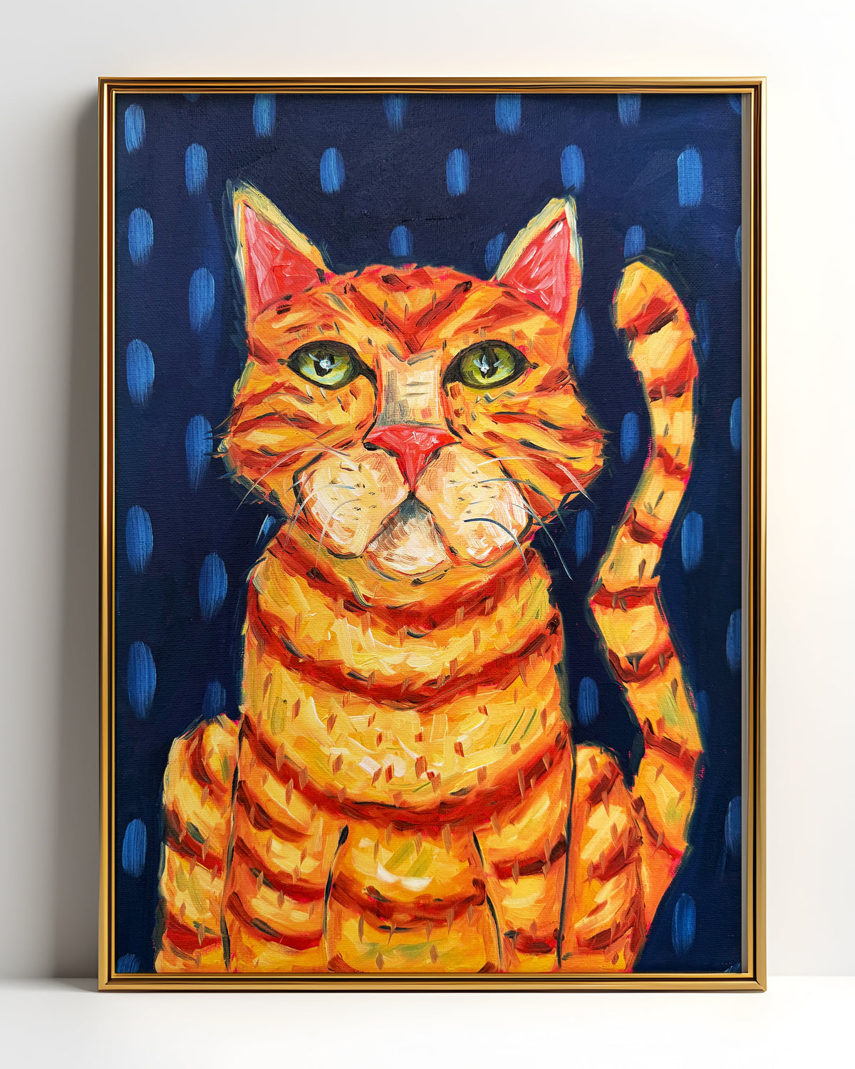 Orange Cat Art Print on Paper or Canvas - Kitty Cat Art Poster