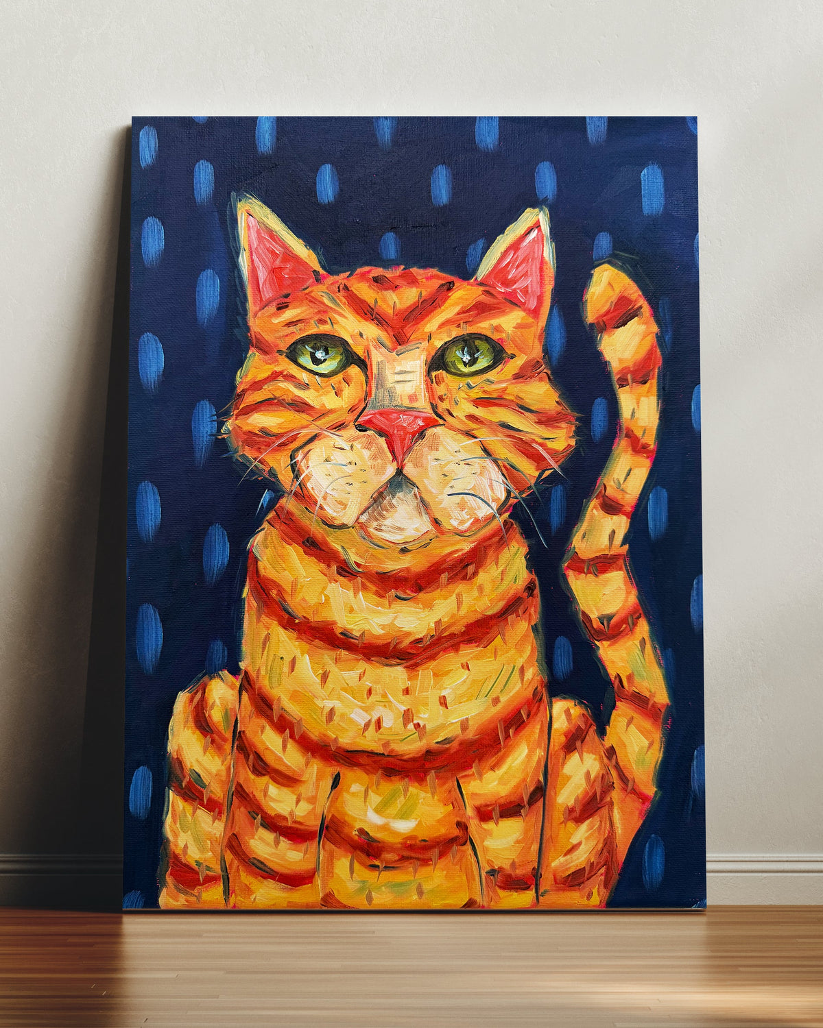 Orange Cat Art Print on Paper or Canvas - Kitty Cat Art Poster