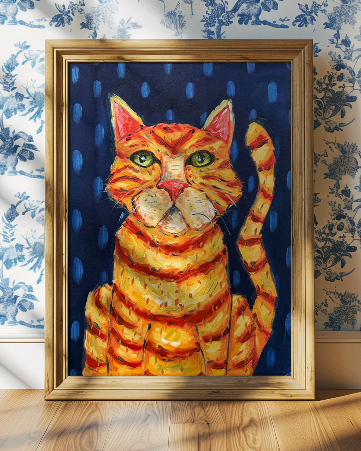 Orange Cat Art Print on Paper or Canvas - Kitty Cat Art Poster
