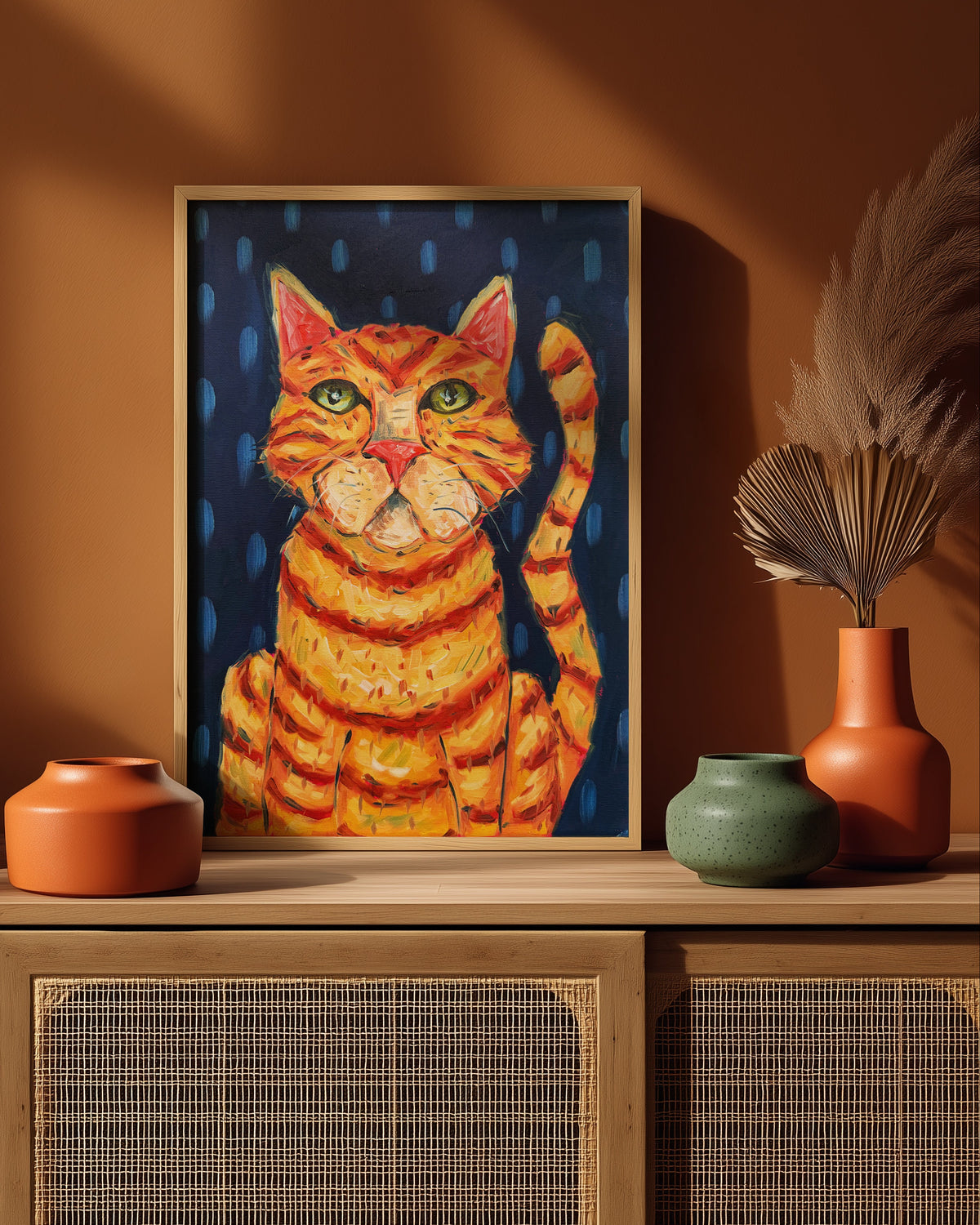 Orange Cat Art Print on Paper or Canvas - Kitty Cat Art Poster