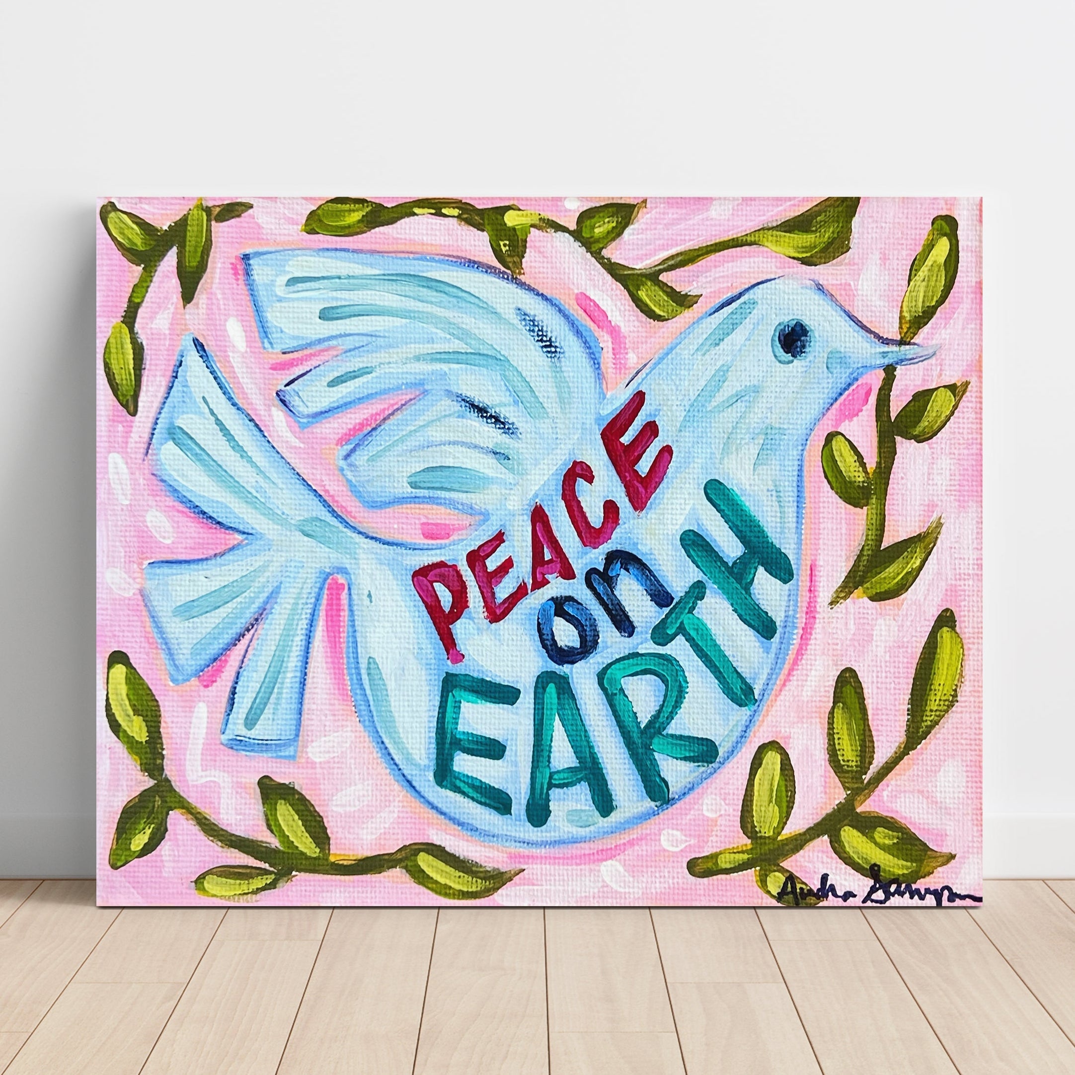 Peace On Earth Dove Christmas Reproduction Print - On Paper or Canvas