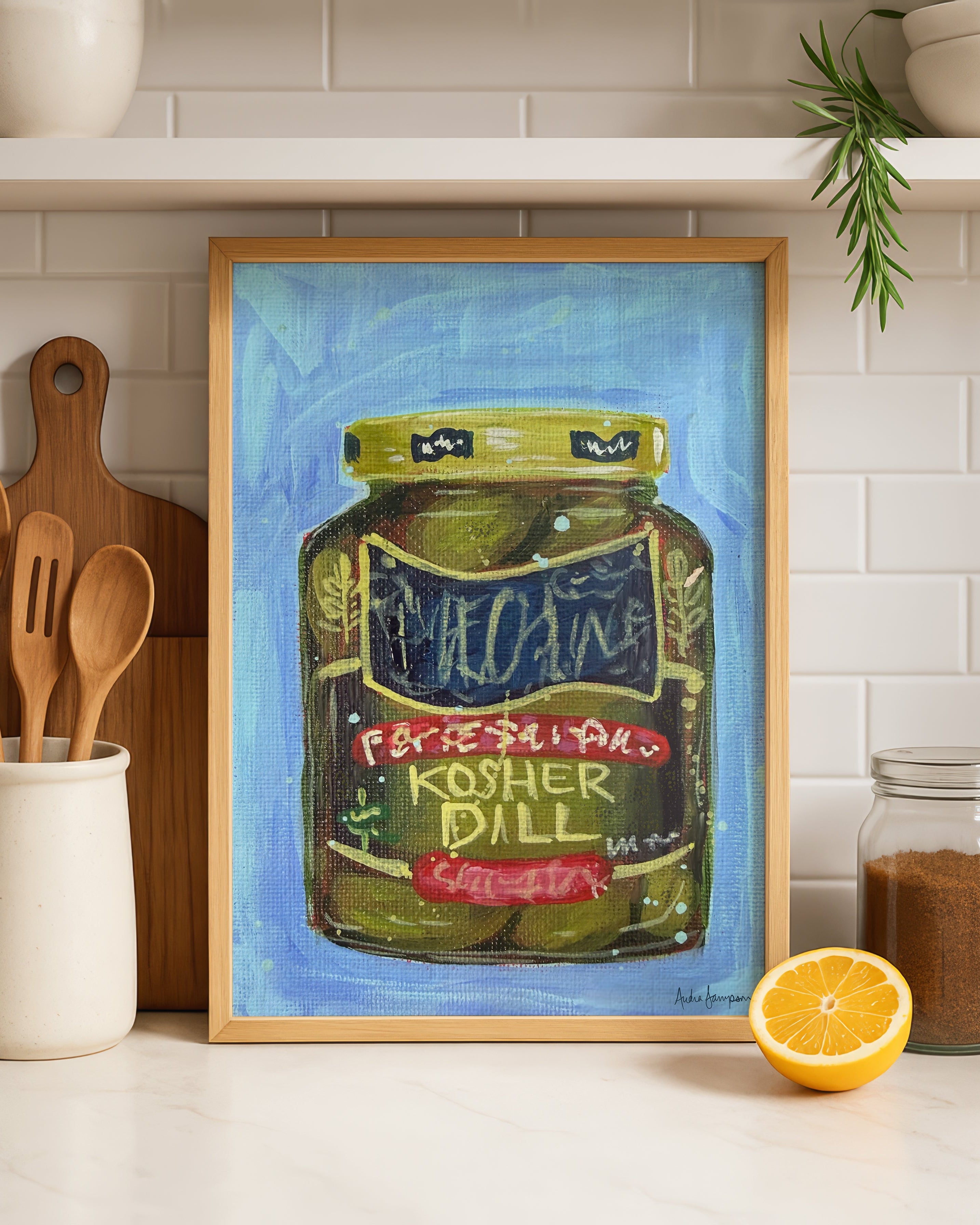 Pickle Jar Art Print | Bold Colorful Southern Kitchen Wall Art