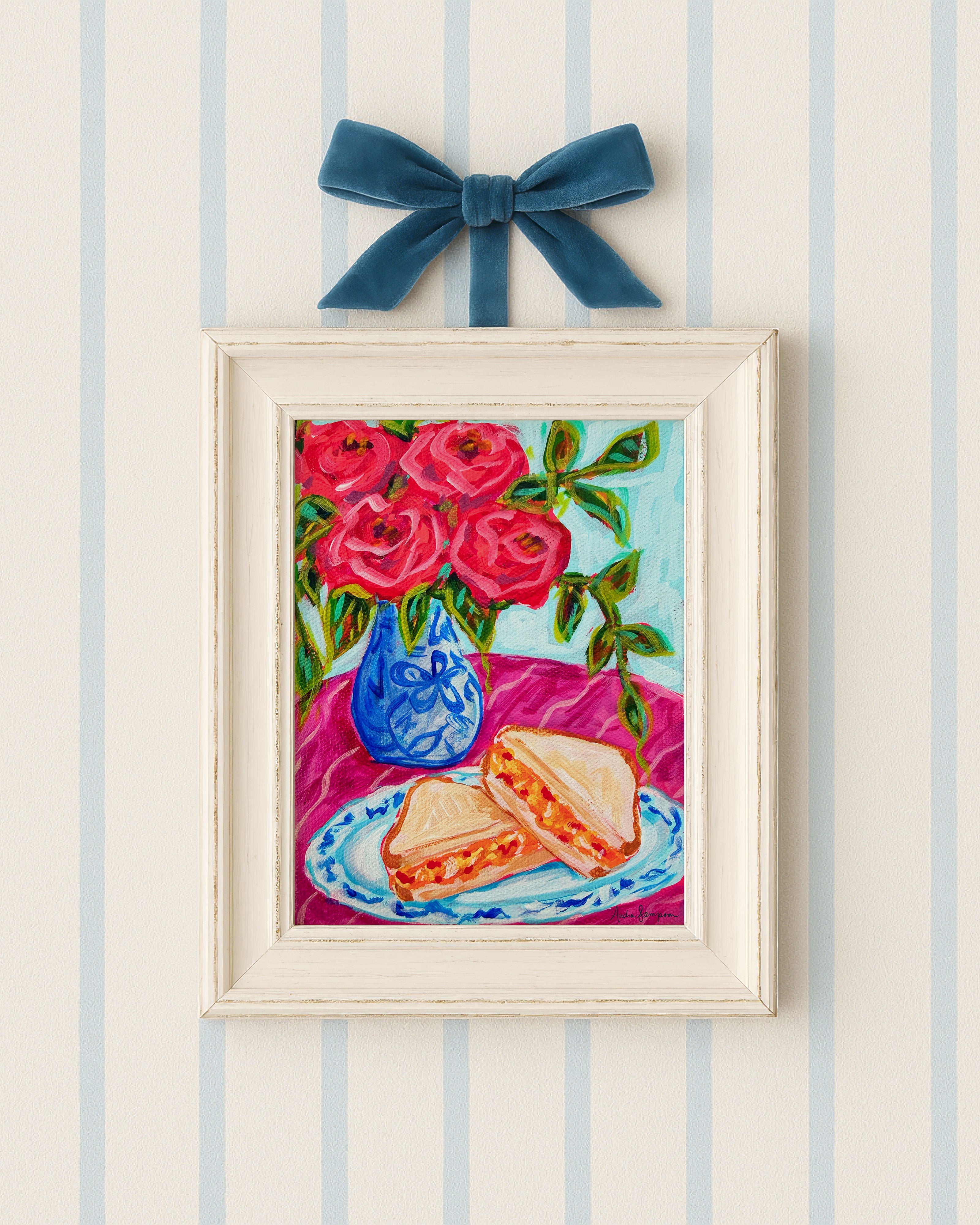 Pimento Cheese Sandwich Whimsical Southern Kitchen Art Print - Paper or Canvas