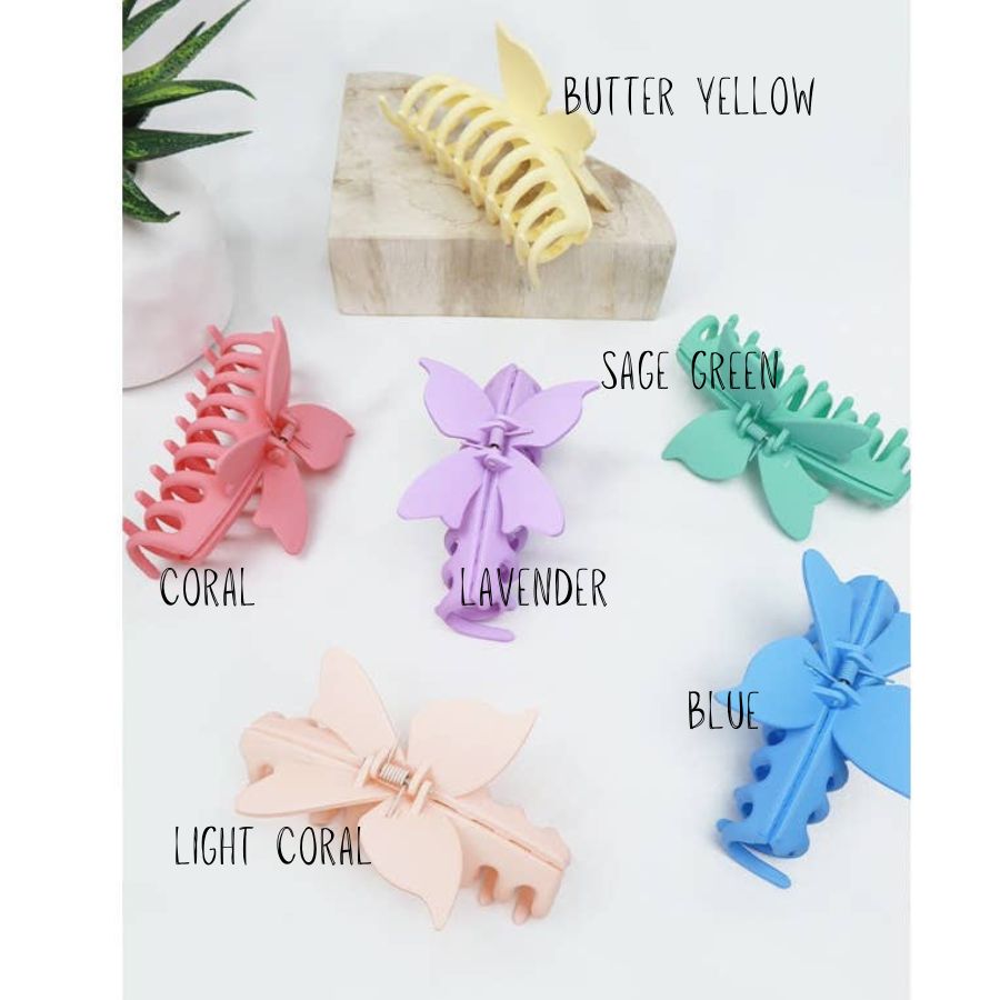 Matte Pastel Butterfly Hair Claw