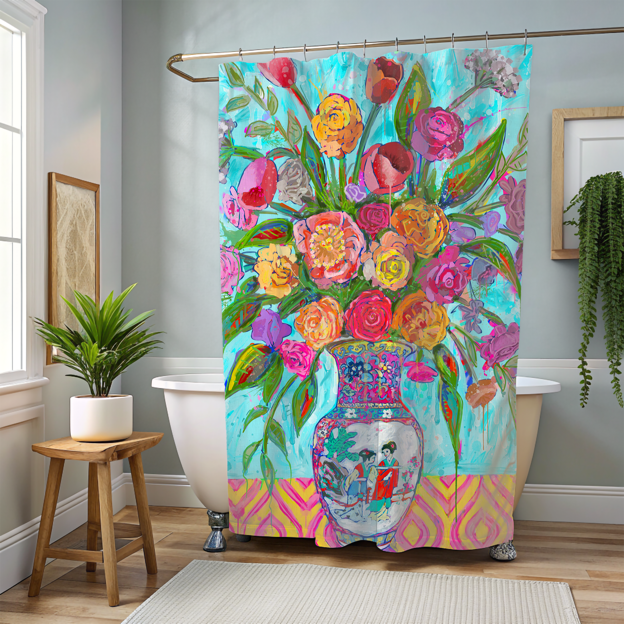 Chinoiserie Vase Shower Curtains