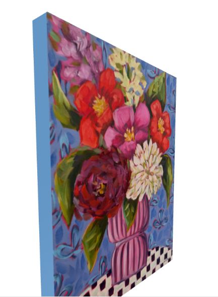 Pink Vase Floral Bouquet Art Print | Bold Colorful Maximalist Wall Art