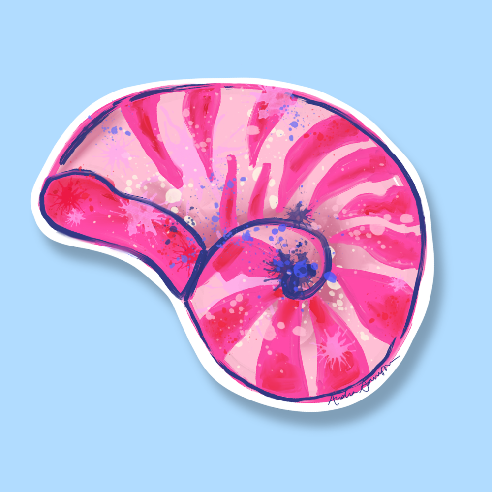 Pink Snail Shell Sticker