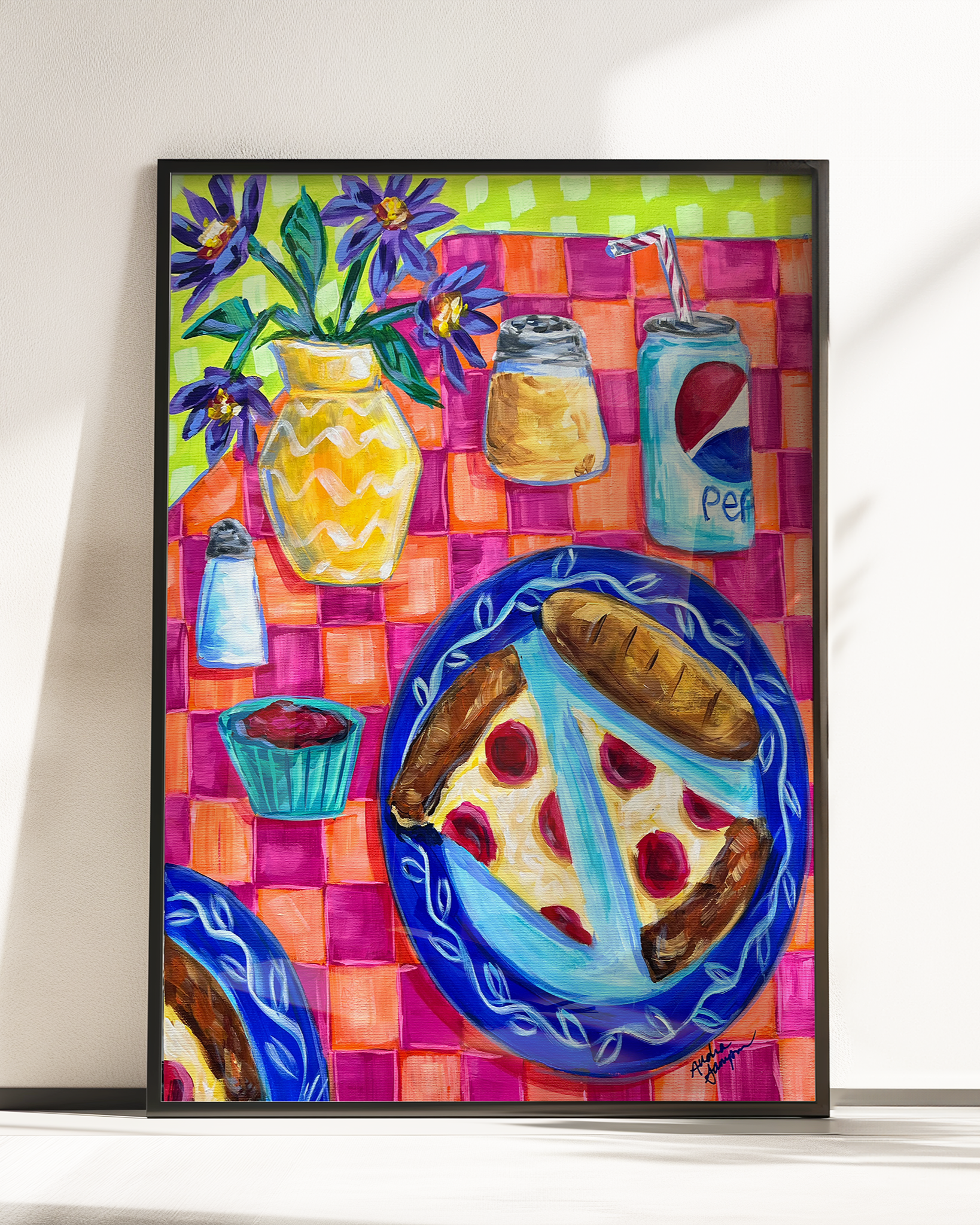 Pizza and Pepsi Reproduction - Paper Print or Canvas - Kitchen Dining Room Trendy Wall Art Poster