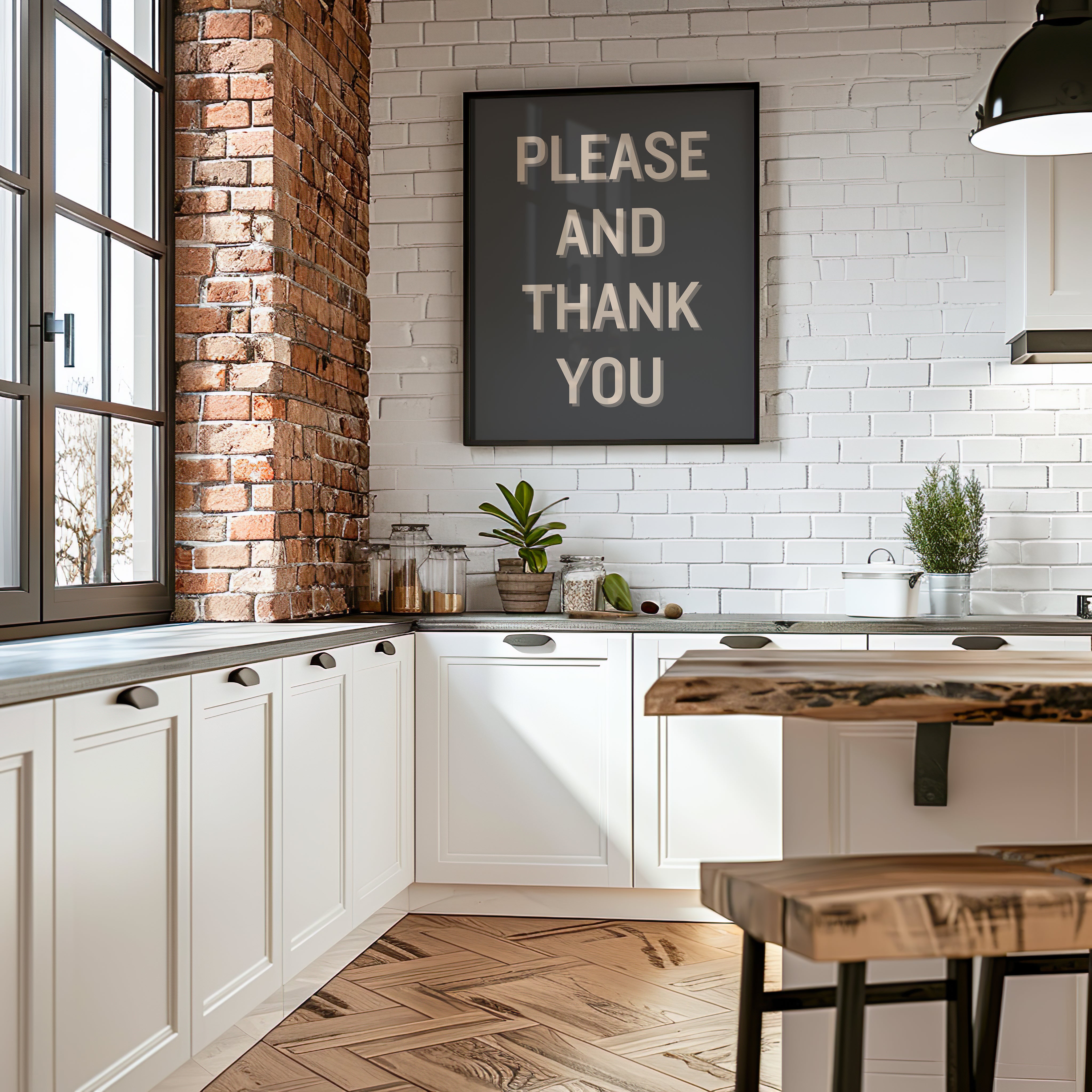 Please and Thank You Art Print on Paper or Canvas - Typography Quote