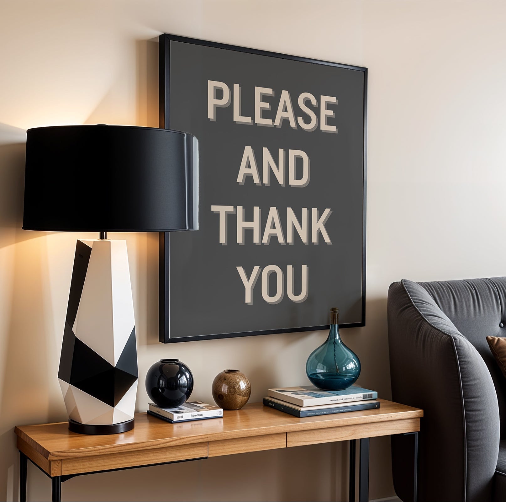 Please and Thank You Art Print on Paper or Canvas - Typography Quote