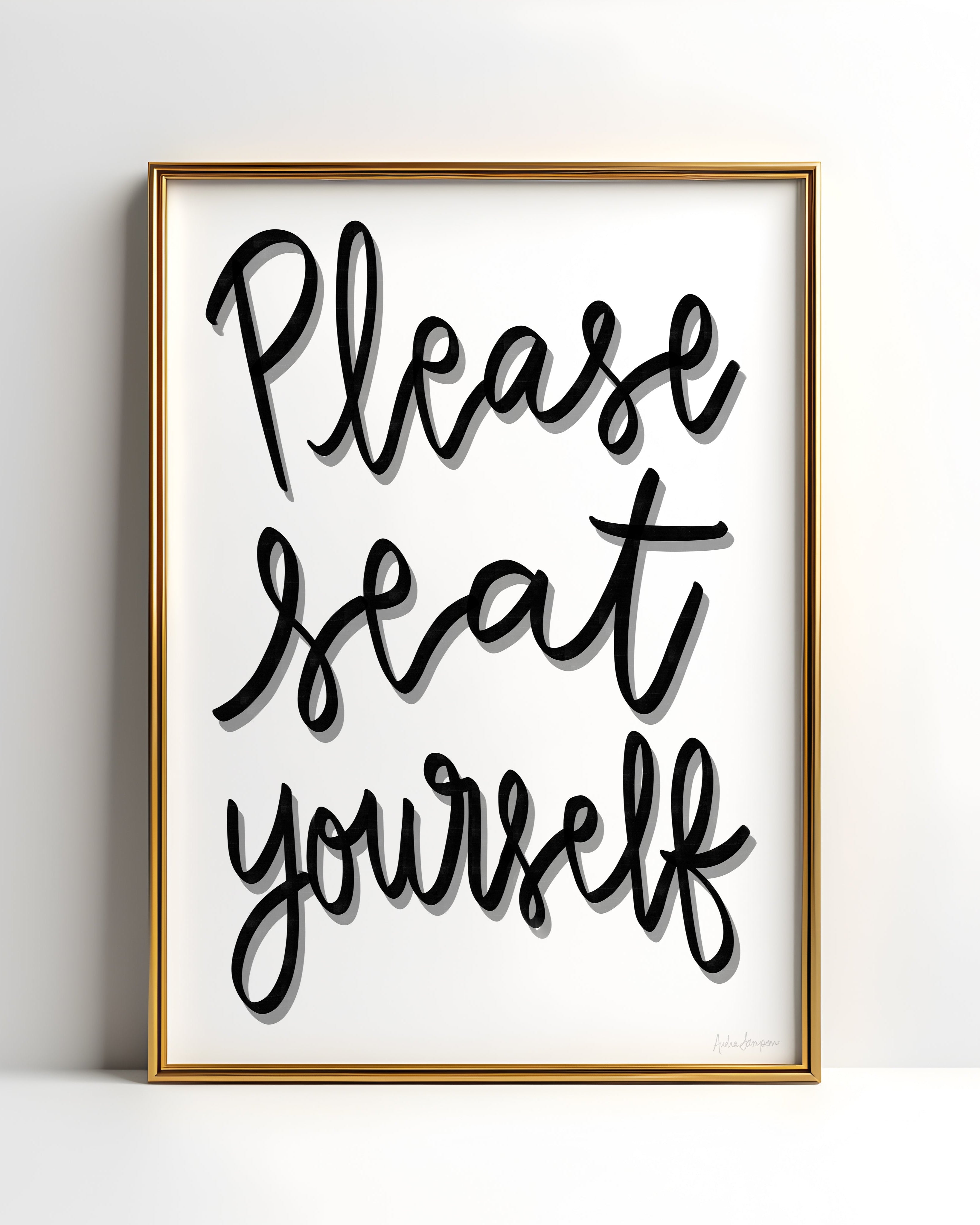Please Seat Yourself Art Print on Paper or Canvas - Bathroom Decor, Maximalist Art Poster - Black