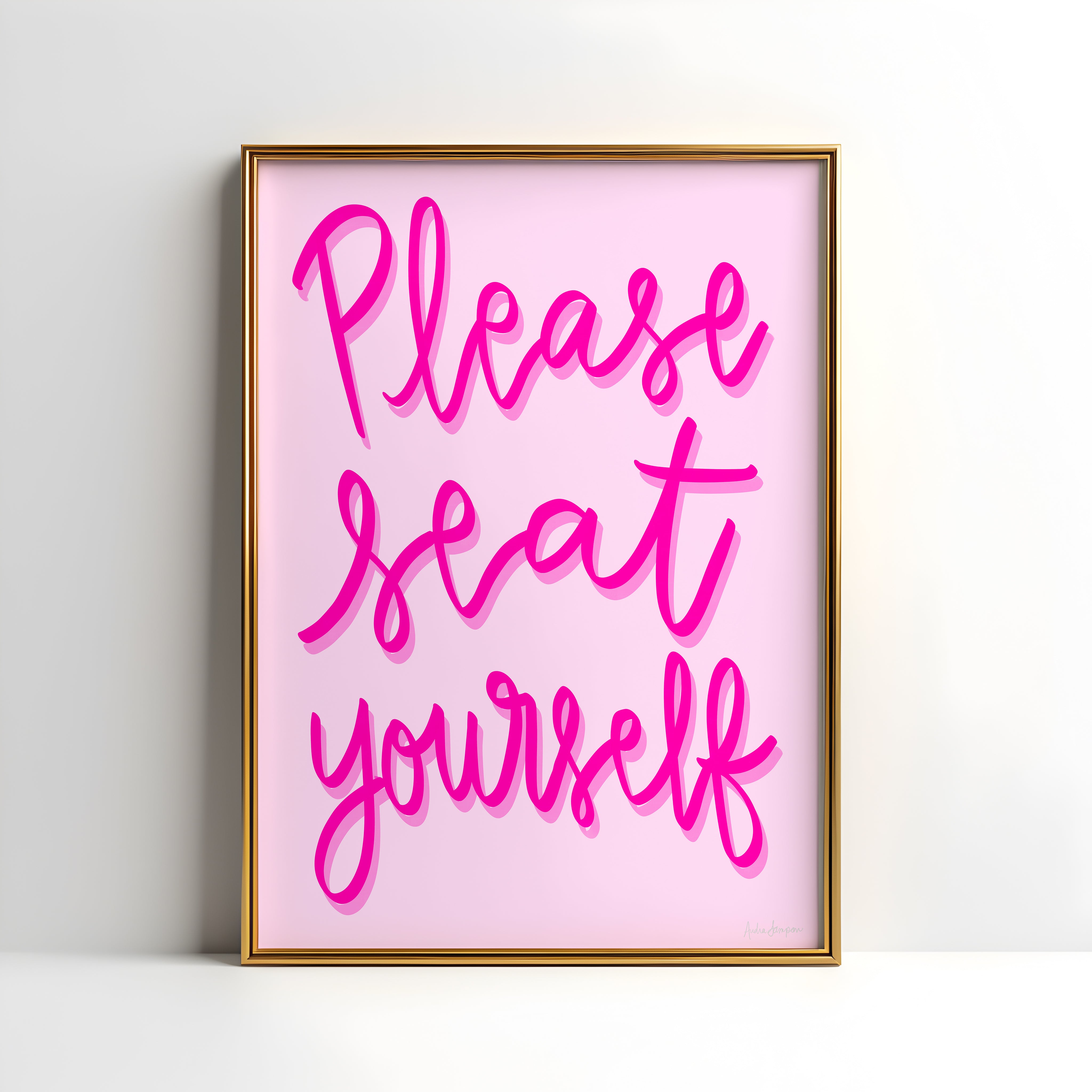 Please Seat Yourself Art Print on Paper or Canvas - Bathroom Decor, Maximalist Art Poster - Pink