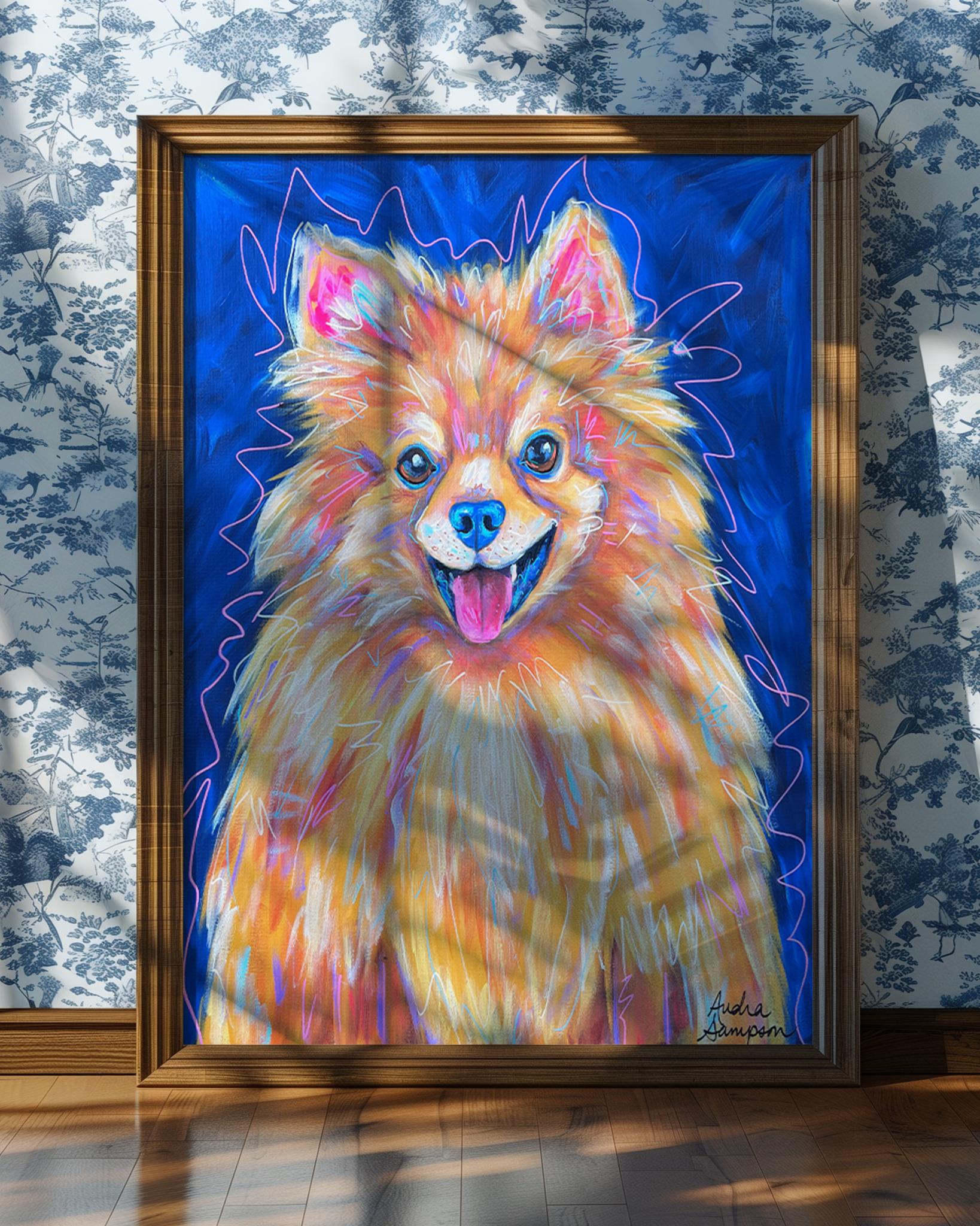 Pomeranian Print on Paper or Canvas - Pet Art, Dog Poster, Colorful Wall Art, Dog Gift, Dopamine Decor