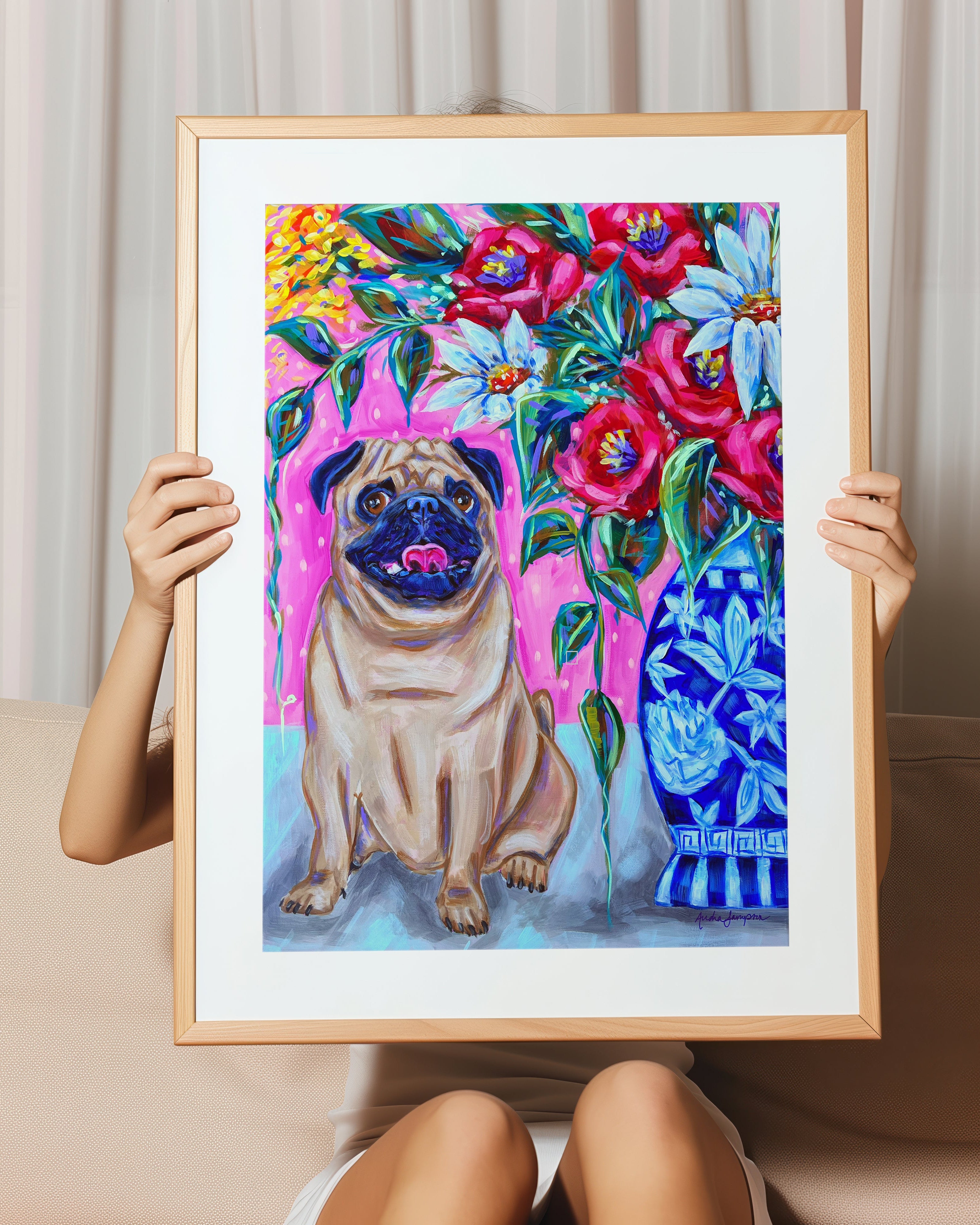 Pug Art Print | Maximalist Dog Wall Art | Dopamine Decor