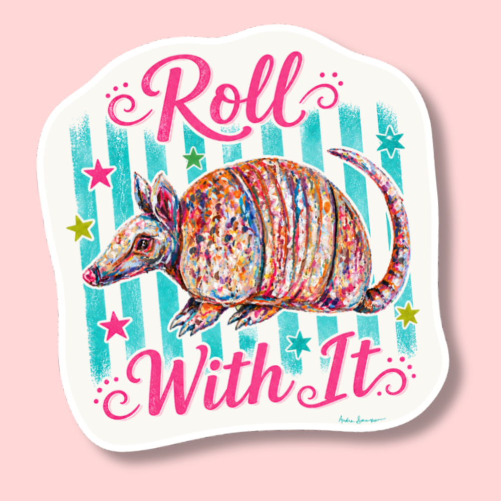 Roll With It Armadillo Sticker