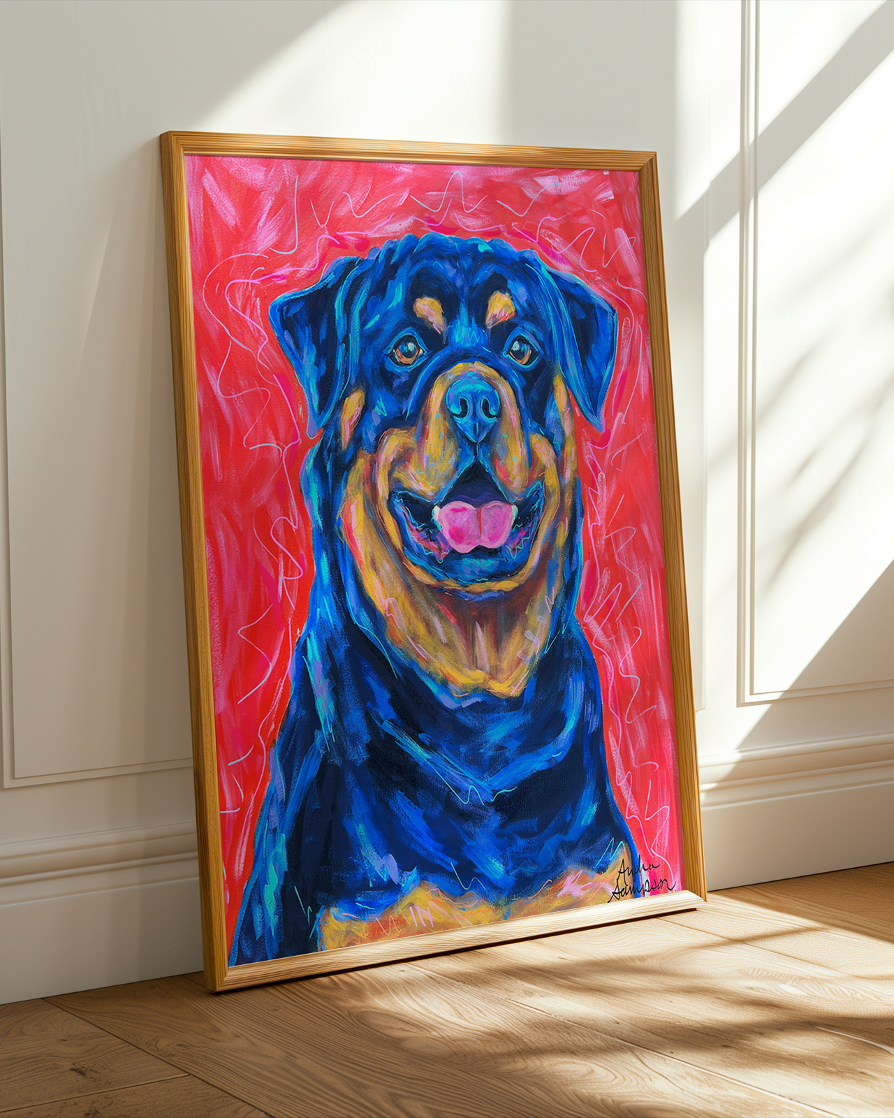 Rottweiler Print on Paper or Canvas - Pet Art, Dog Poster, Colorful Wall Art, Dog Gift, Dopamine Decor