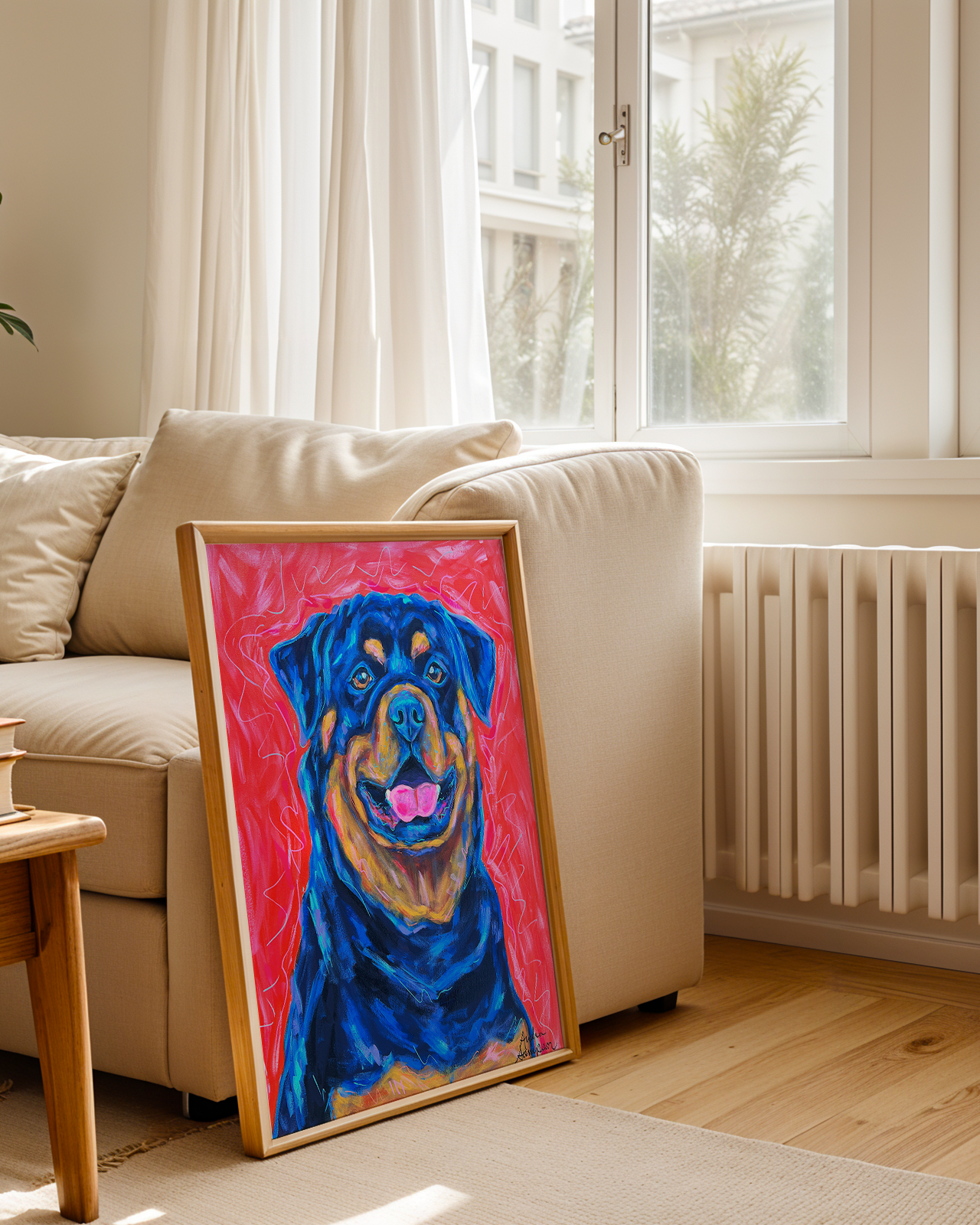 Rottweiler Print on Paper or Canvas - Pet Art, Dog Poster, Colorful Wall Art, Dog Gift, Dopamine Decor