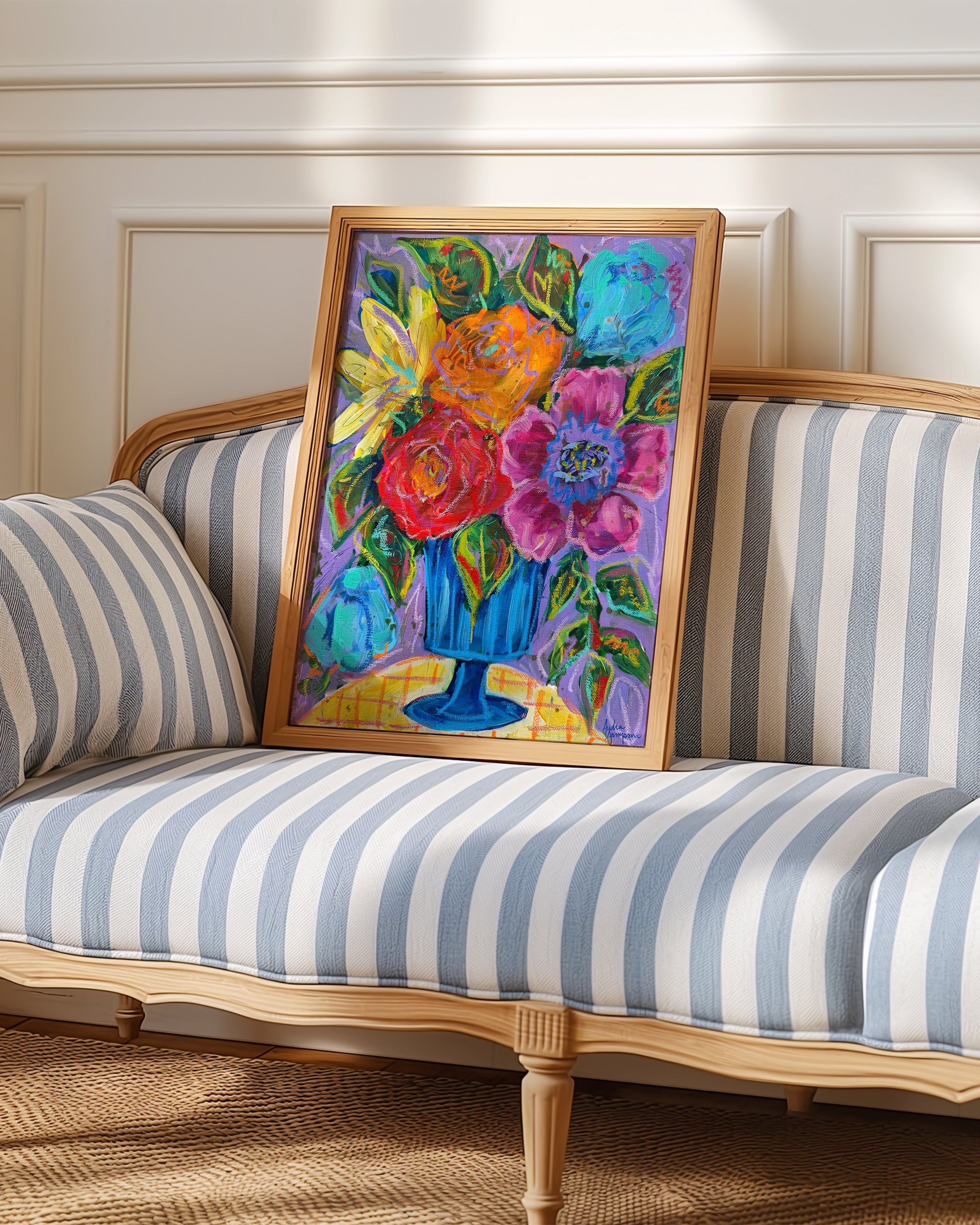 She Brought Flowers Maximalist Floral Art Print
