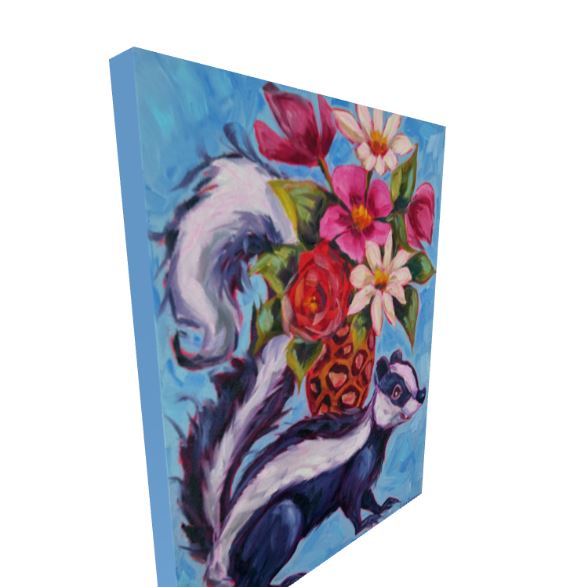 Skunk Floral Bouquet Art Print | Bold Colorful Maximalist Wall Art