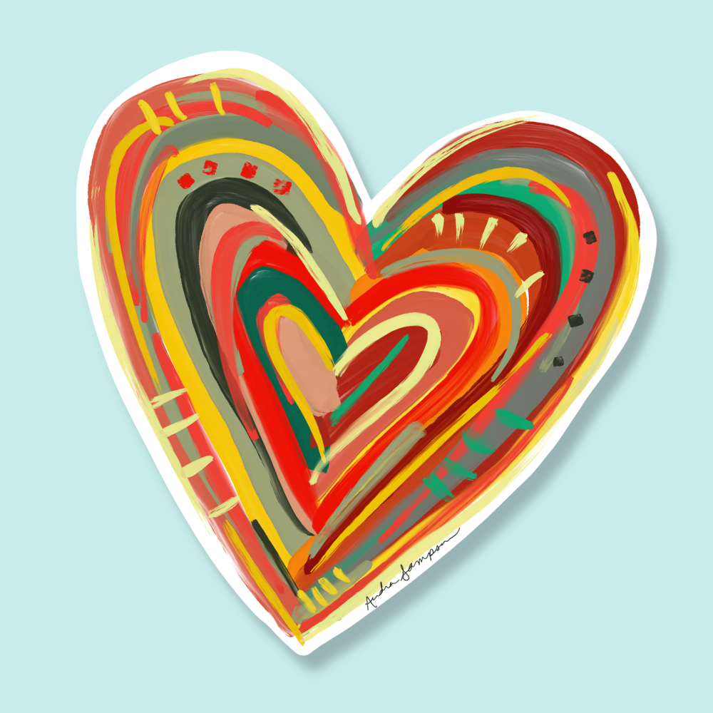 Colorful Abstract Heart Sticker