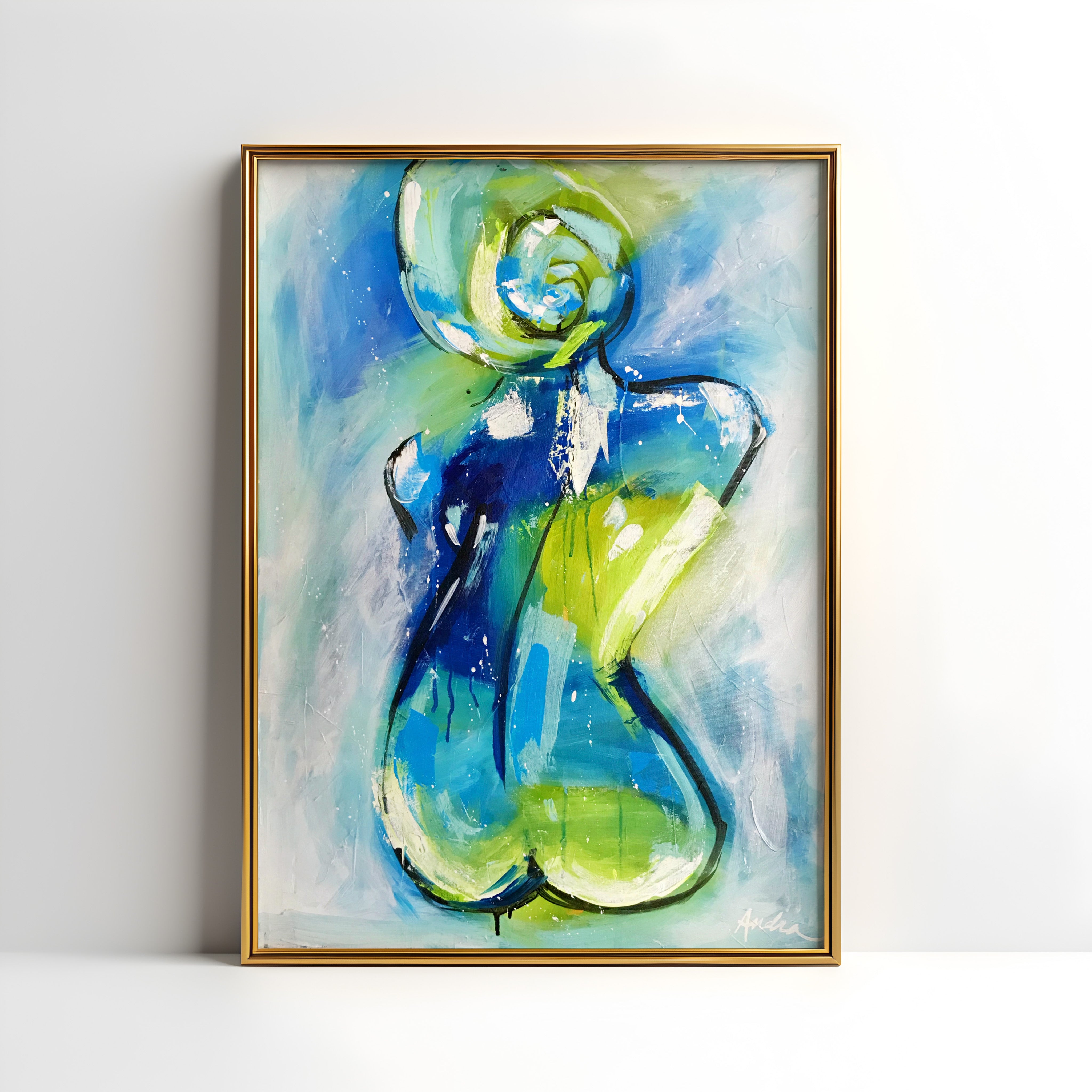 Taking a Moment Art Print on Paper or Canvas - Bathroom Decor, Maximalist Wall Art, Woman Figure Painting