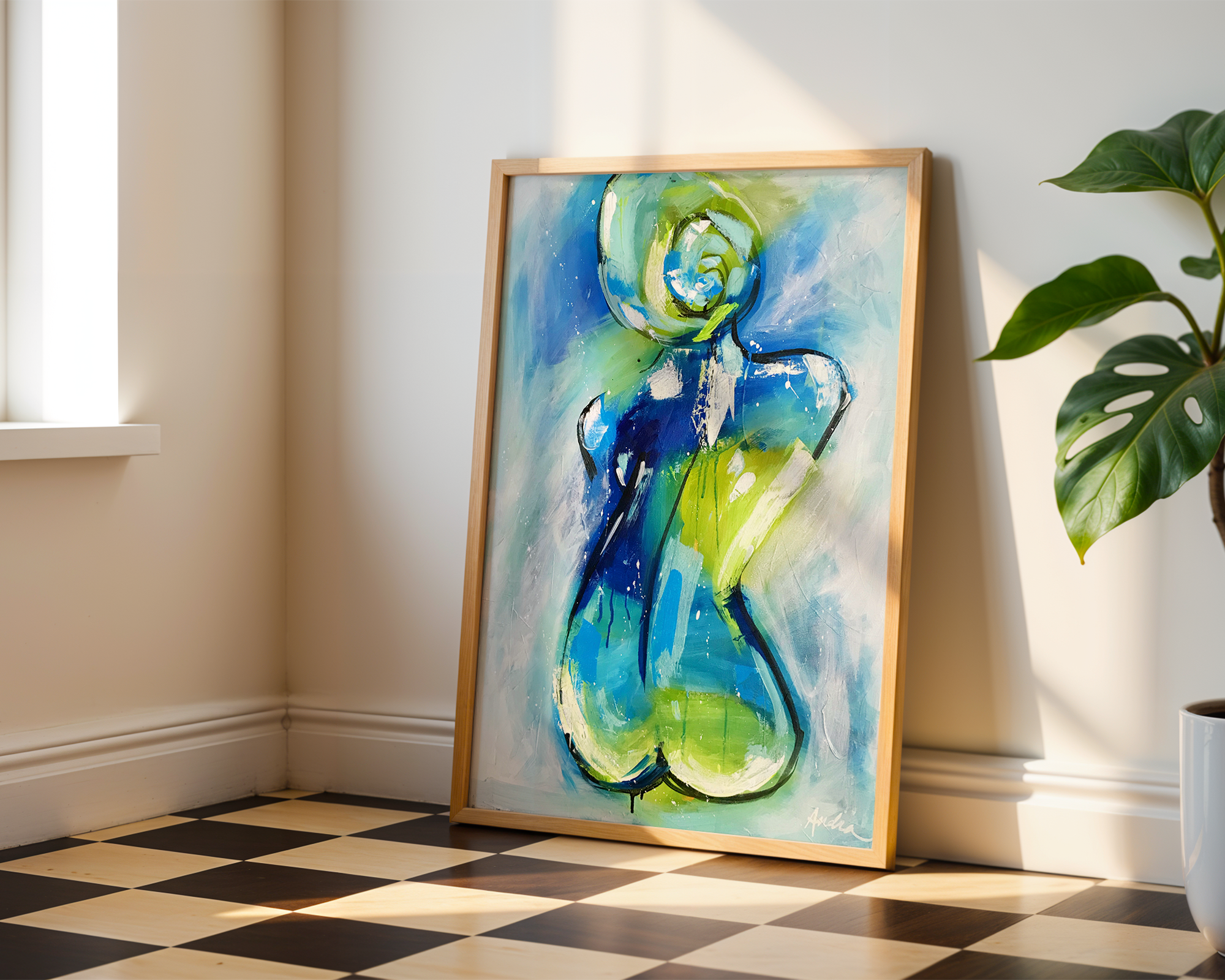 Taking a Moment Art Print on Paper or Canvas - Bathroom Decor, Maximalist Wall Art, Woman Figure Painting