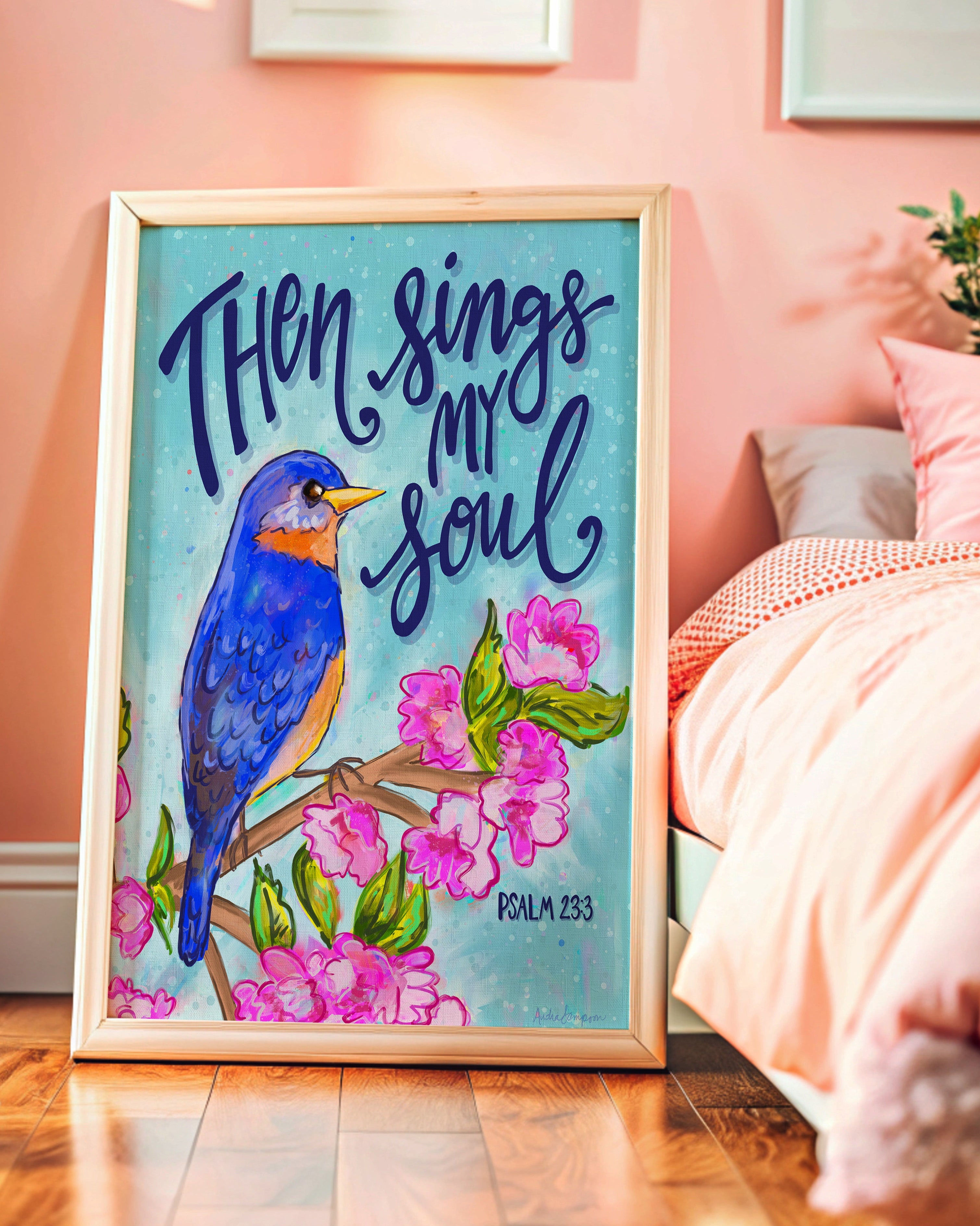 Then Sings My Soul Art Print on Paper or Canvas - Scripture Bird Decor, Colorful Wall Poster