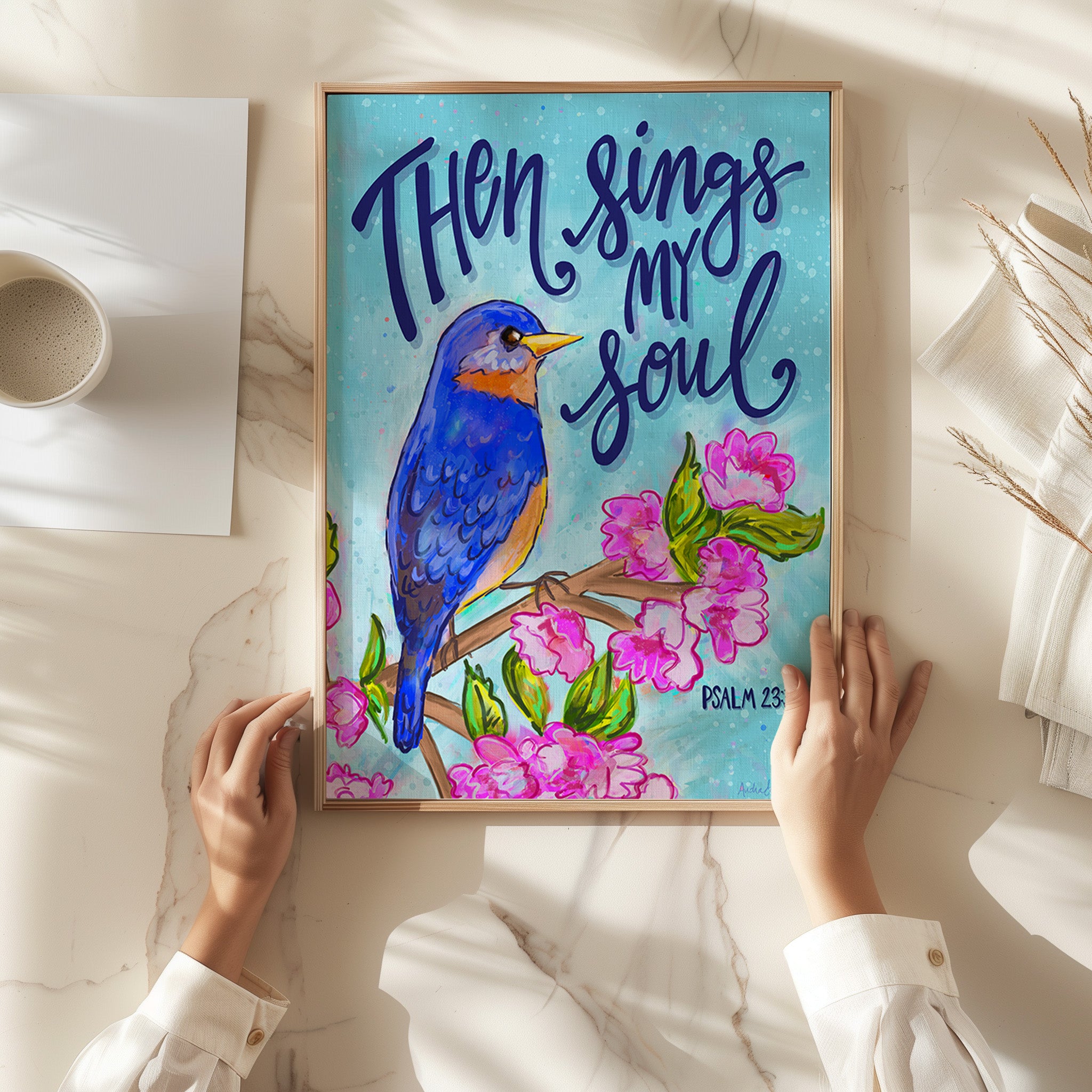 Then Sings My Soul Art Print on Paper or Canvas - Scripture Bird Decor, Colorful Wall Poster