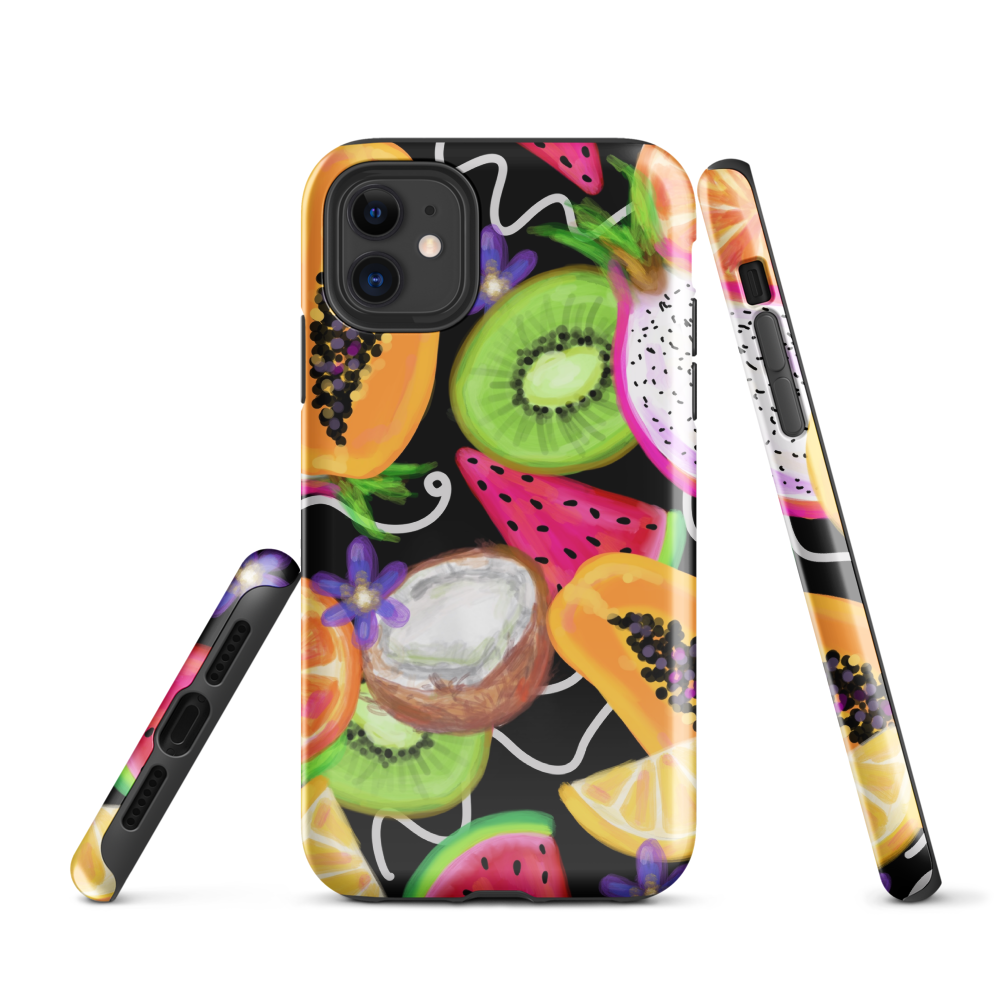 Tropical Fruit Black Tough Case for iPhone®