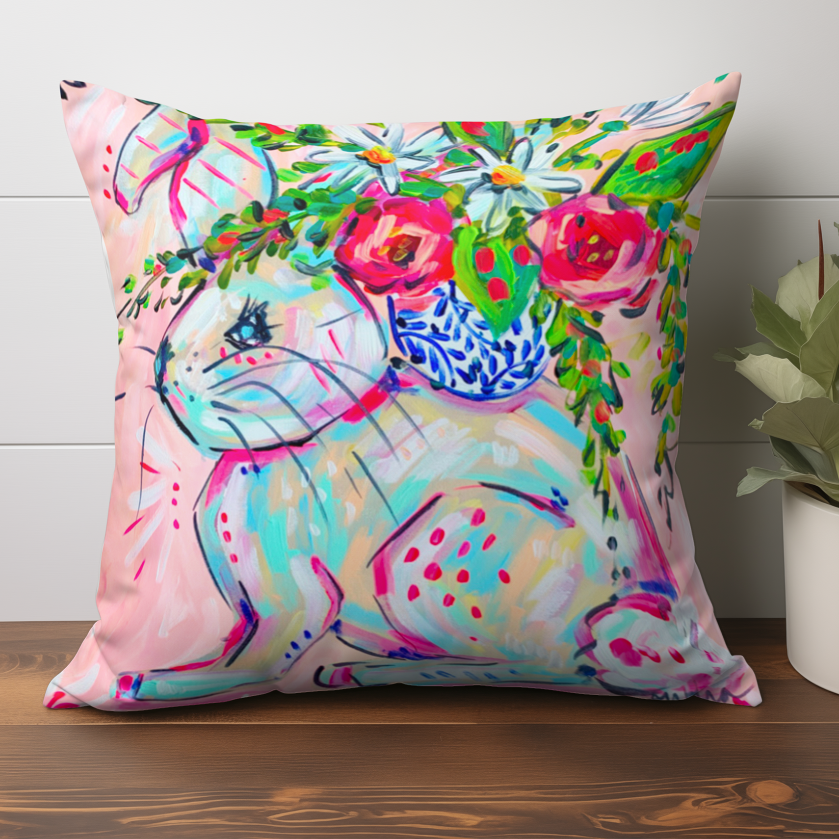 Walter Bunny Throw Pillow