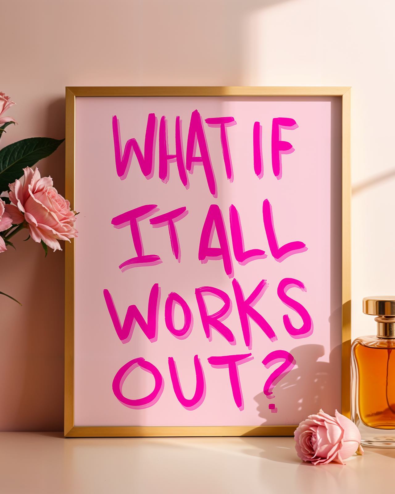 What If It All Works Out Wall Art, Typography, Dopamine Decor, Inspirational Poster, Retro Art Prints