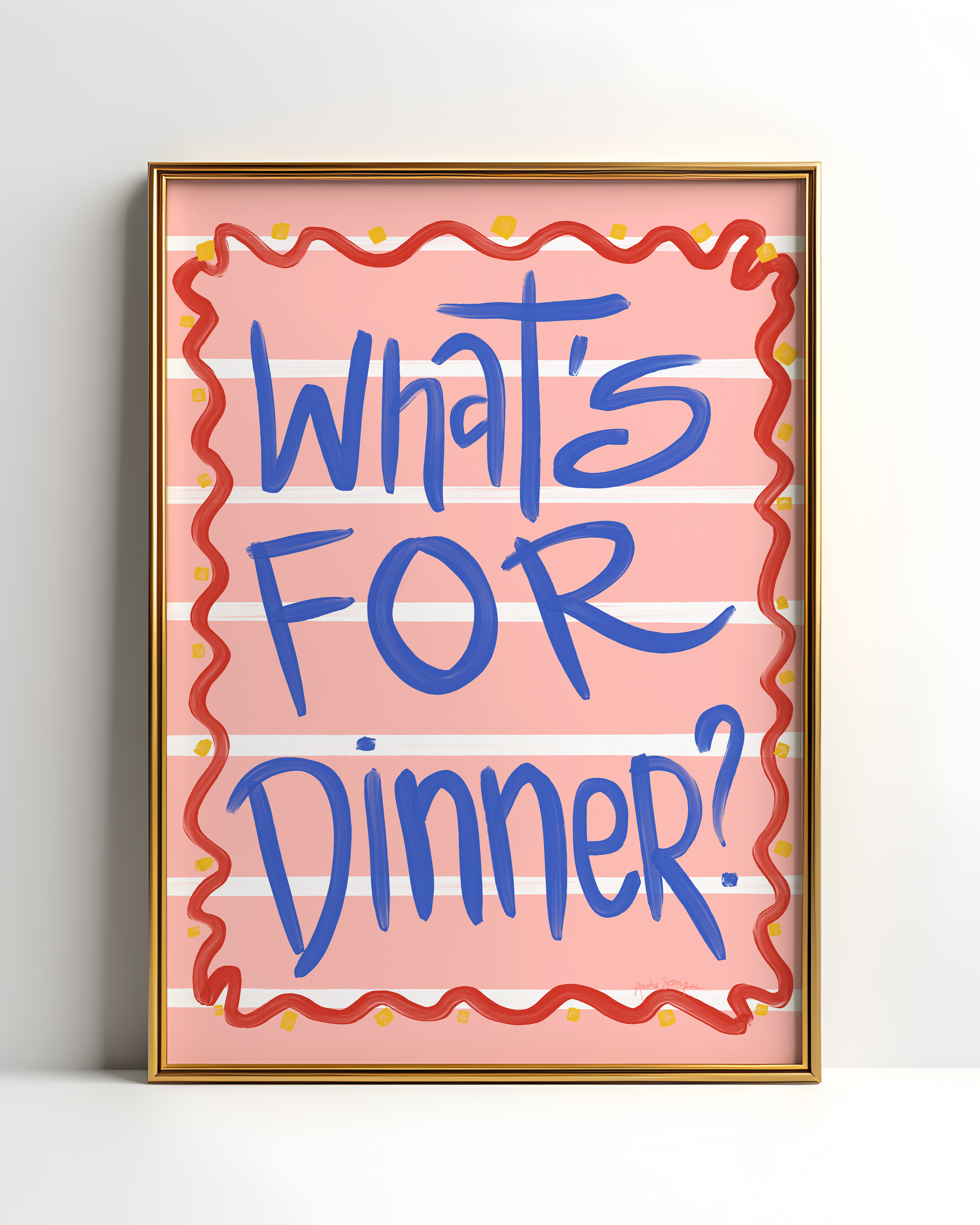 What's For Dinner Wall Art, Typography, Dopamine Decor, Colorful Kitchen Poster, Retro Food Art Prints