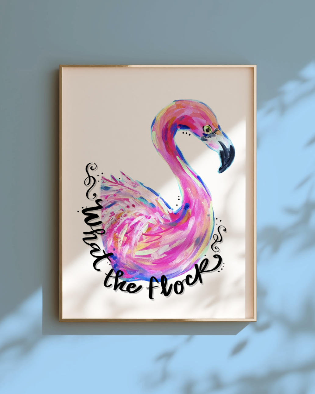 What The Flock Flamingo Art Print - Pink Decor, Funny Art Print, Colorful Wall Poster