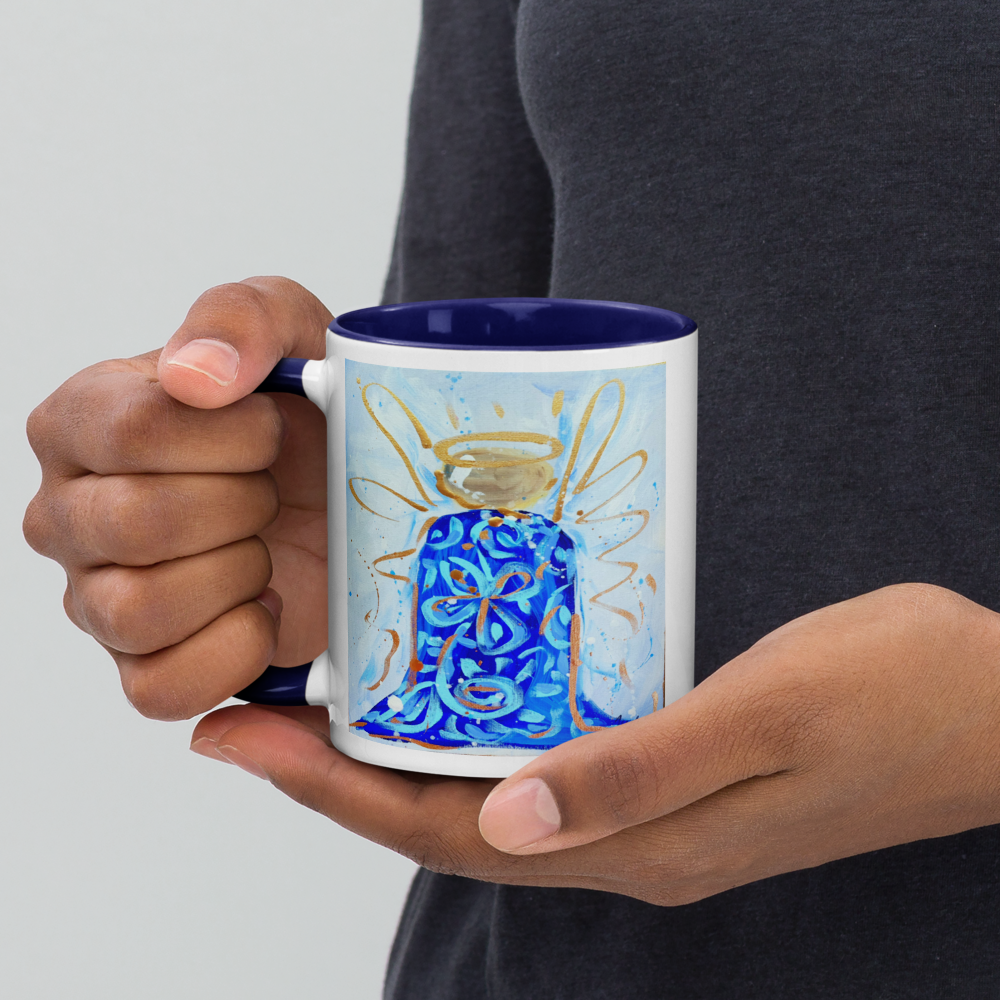 Blue and White Angel Ceramic Mug