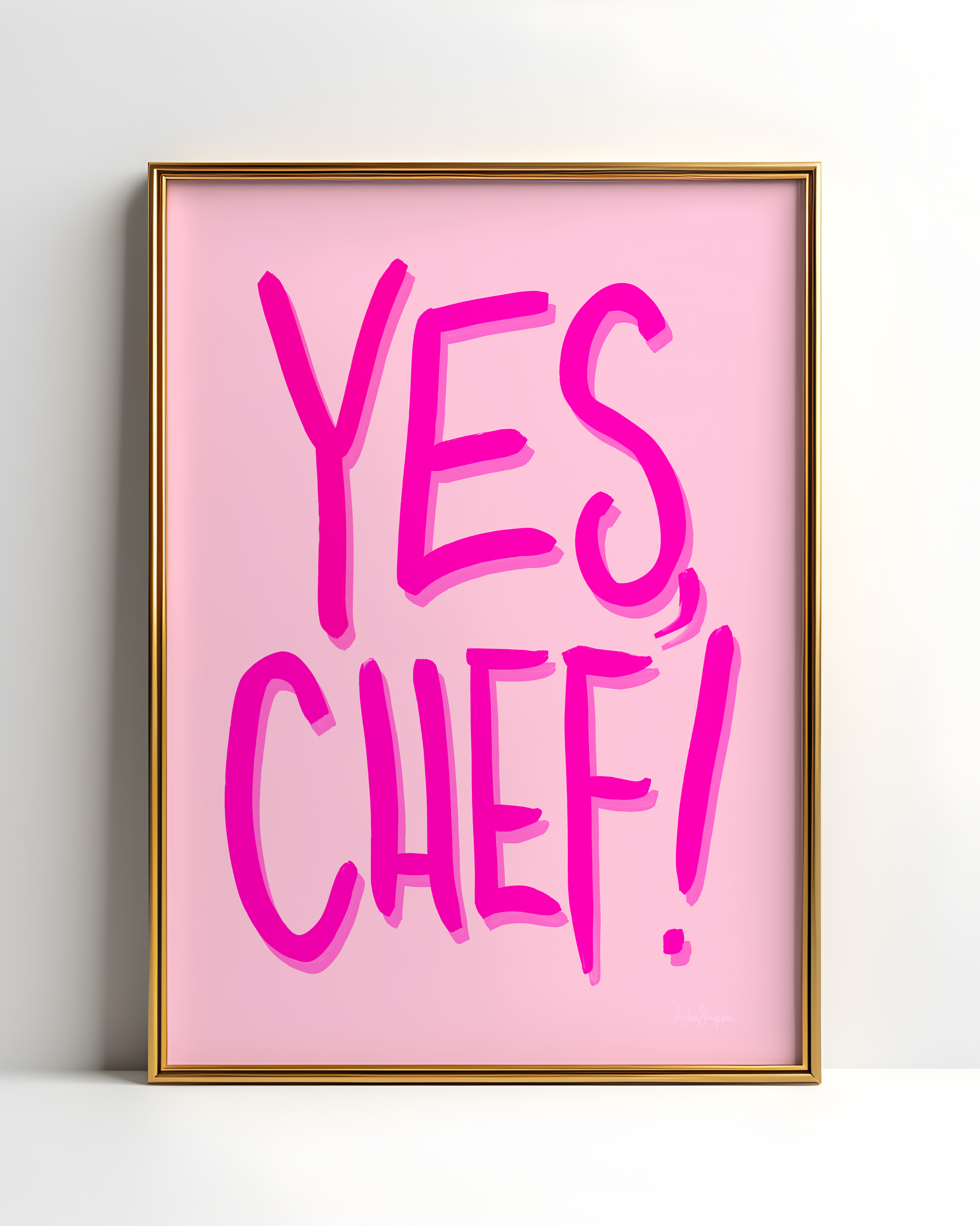 Yes, Chef Wall Art, Typography, Dopamine Decor, Colorful Kitchen Poster, Retro Food Art Prints