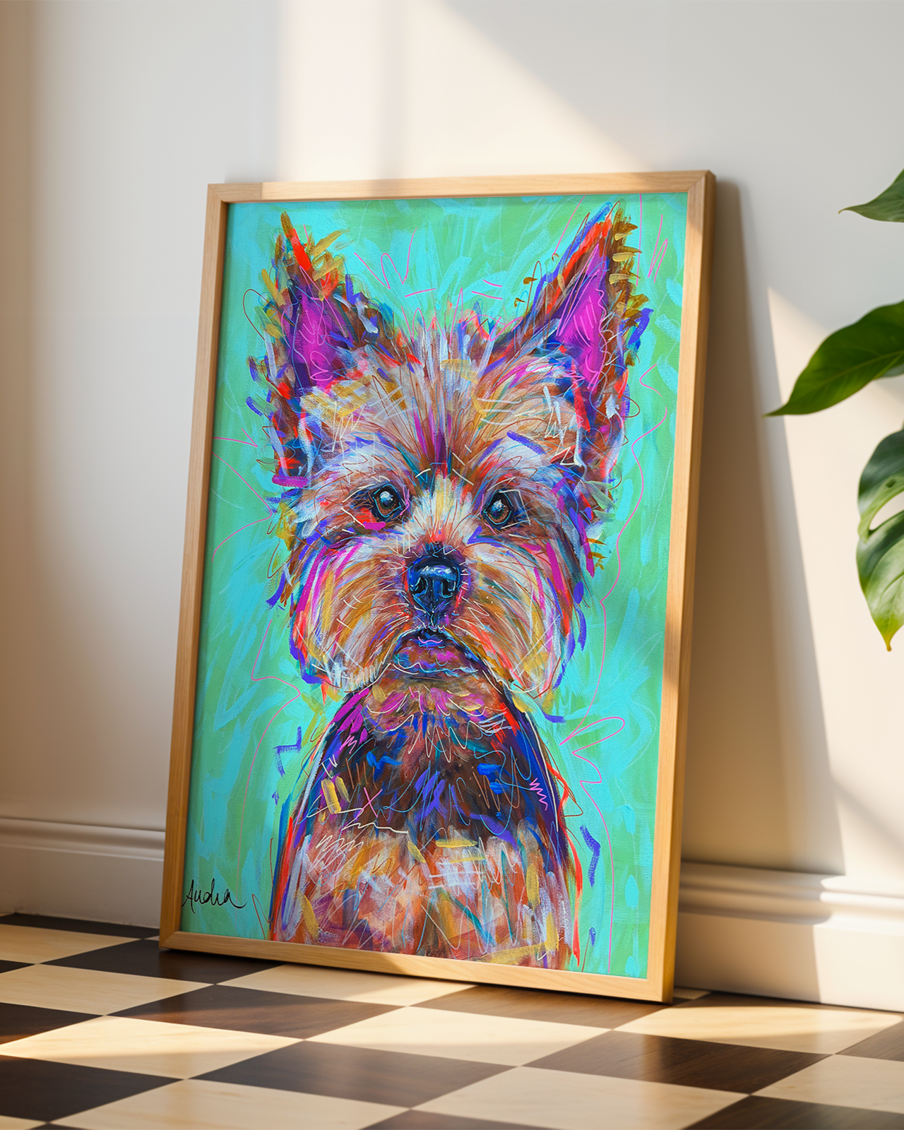 Yorkie Yorkshire Terrier Print on Paper or Canvas - Pet Art, Dog Poster, Colorful Wall Art, Dog Gift, Dopamine Decor