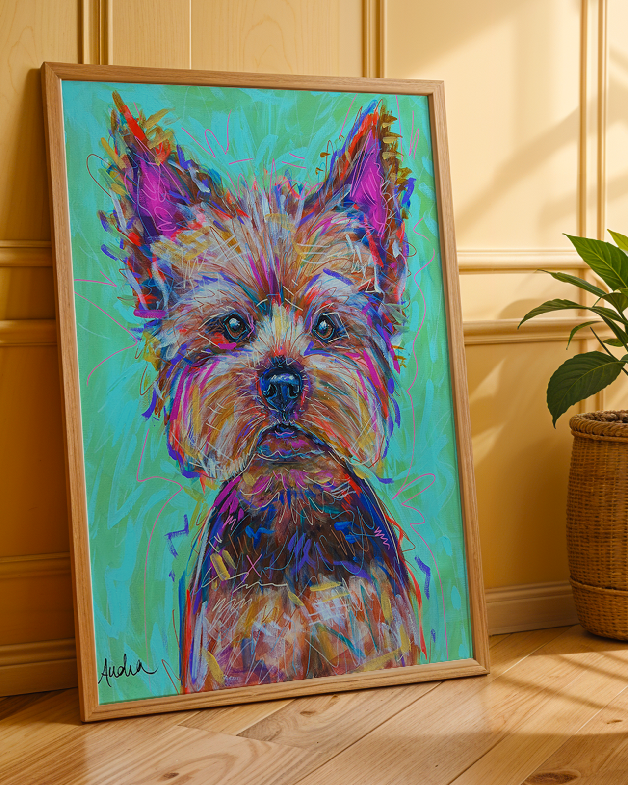 Yorkie Yorkshire Terrier Print on Paper or Canvas - Pet Art, Dog Poster, Colorful Wall Art, Dog Gift, Dopamine Decor