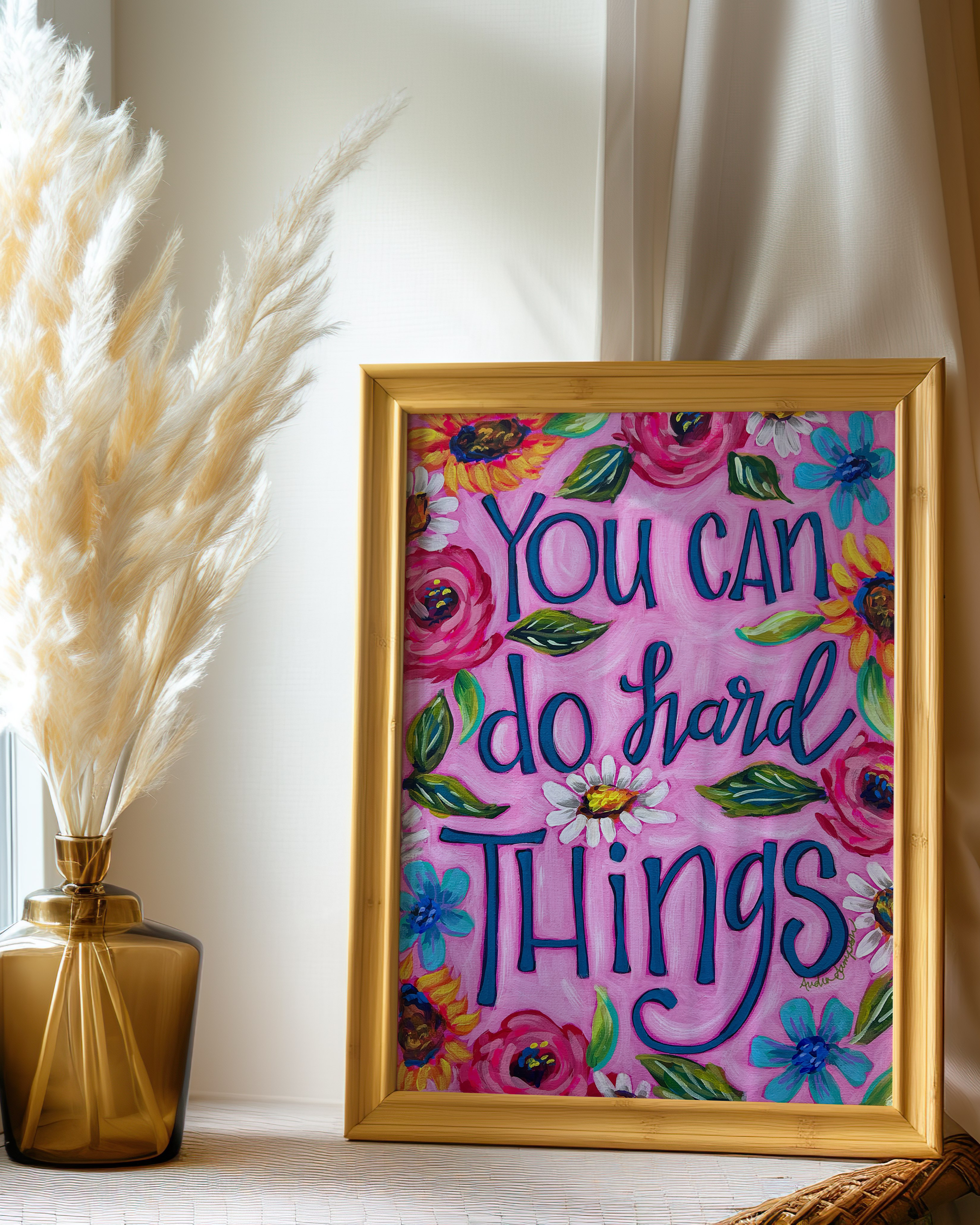 You Can Do Hard Things Quote Art Print on Paper or Canvas - Inspirational Colorful Decor Wall Poster