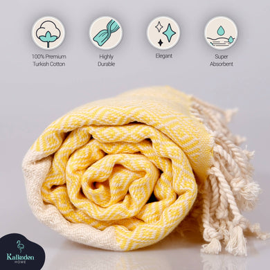 Yellow Turkish Towel | Peshtemal | Sand Resistant Beach Towel