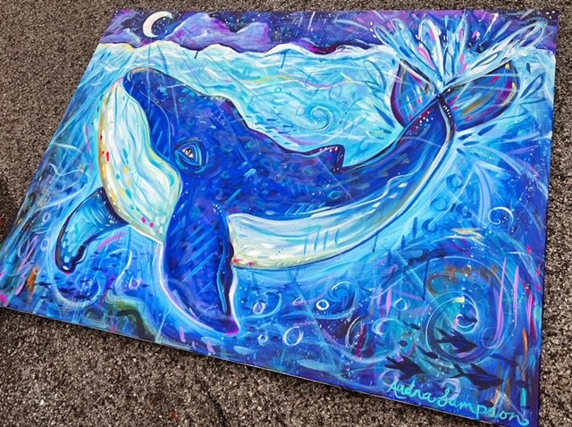 30x40" Original Whale on Canvas