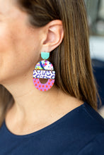 Load image into Gallery viewer, Bela - Autumn Cheetah Dot Blue Pink Red Dot-Dangle Earring