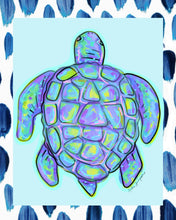Load image into Gallery viewer, Blue Turtle With Border Canvas