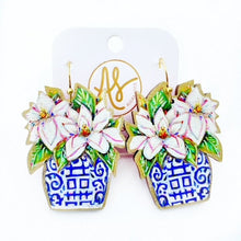 Load image into Gallery viewer, Flower earrings handmade in North Carolina safe for sensitive ears. Fun statement earrings